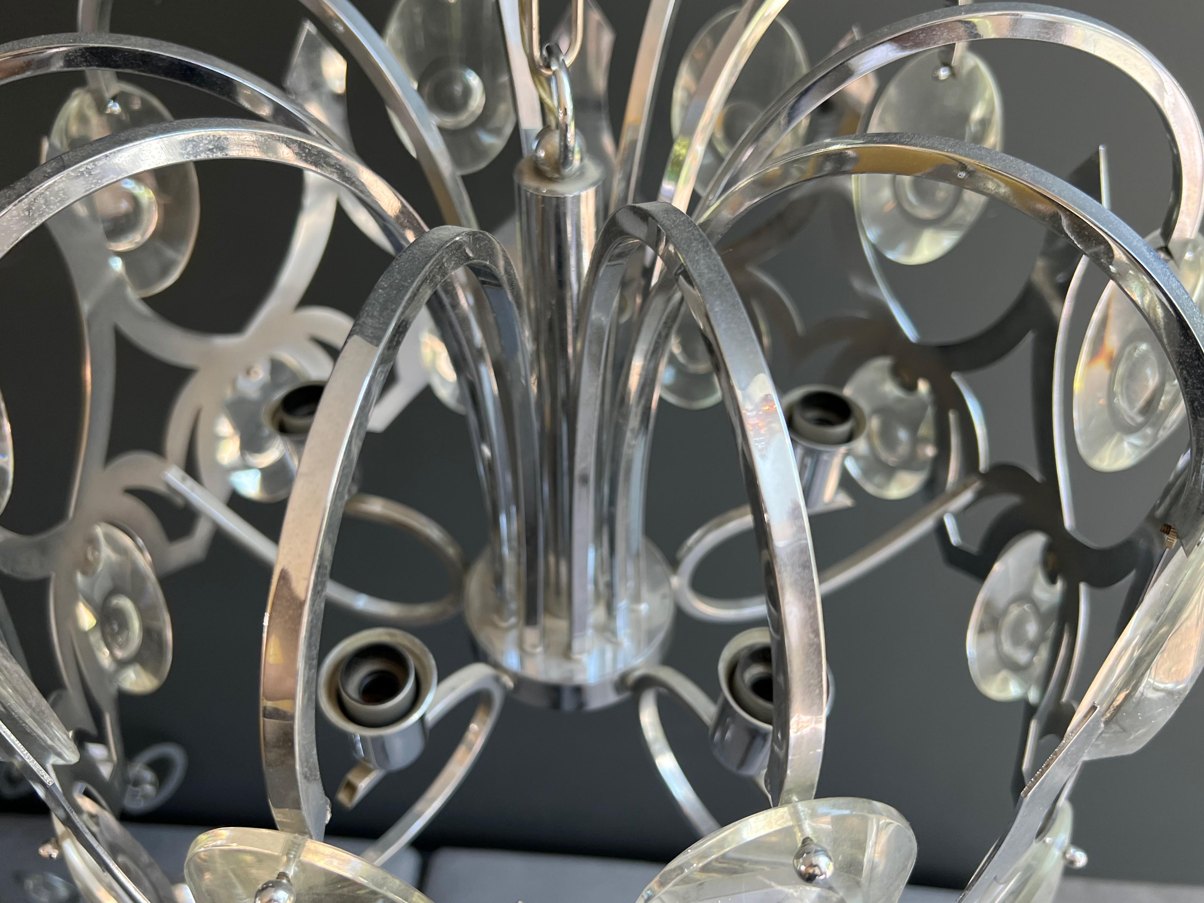 Design-Kronleuchter aus Chrom und Kristall des italienischen Designers Angelo Gaetano Sciolari im Angebot 7