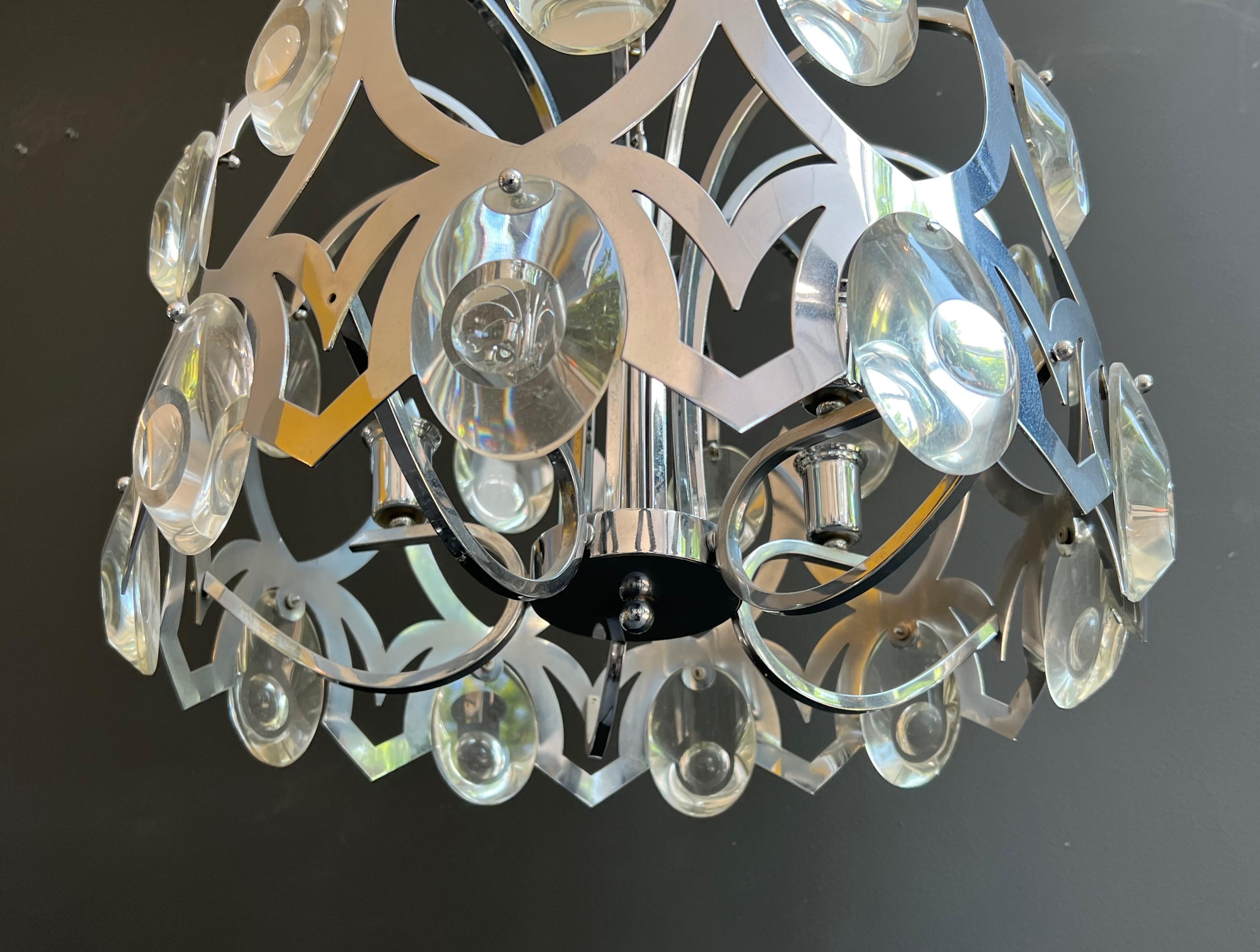 Design-Kronleuchter aus Chrom und Kristall des italienischen Designers Angelo Gaetano Sciolari im Angebot 8