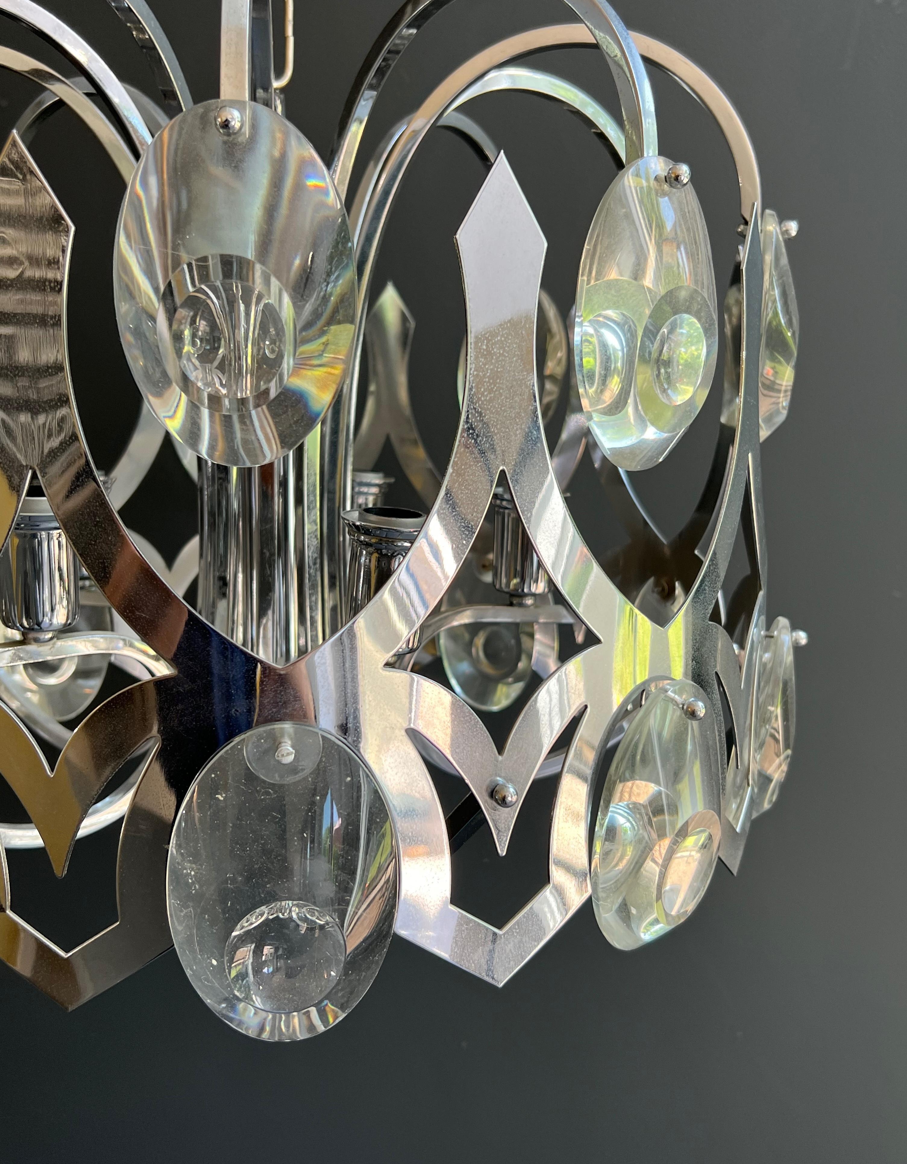 Design-Kronleuchter aus Chrom und Kristall des italienischen Designers Angelo Gaetano Sciolari im Angebot 10