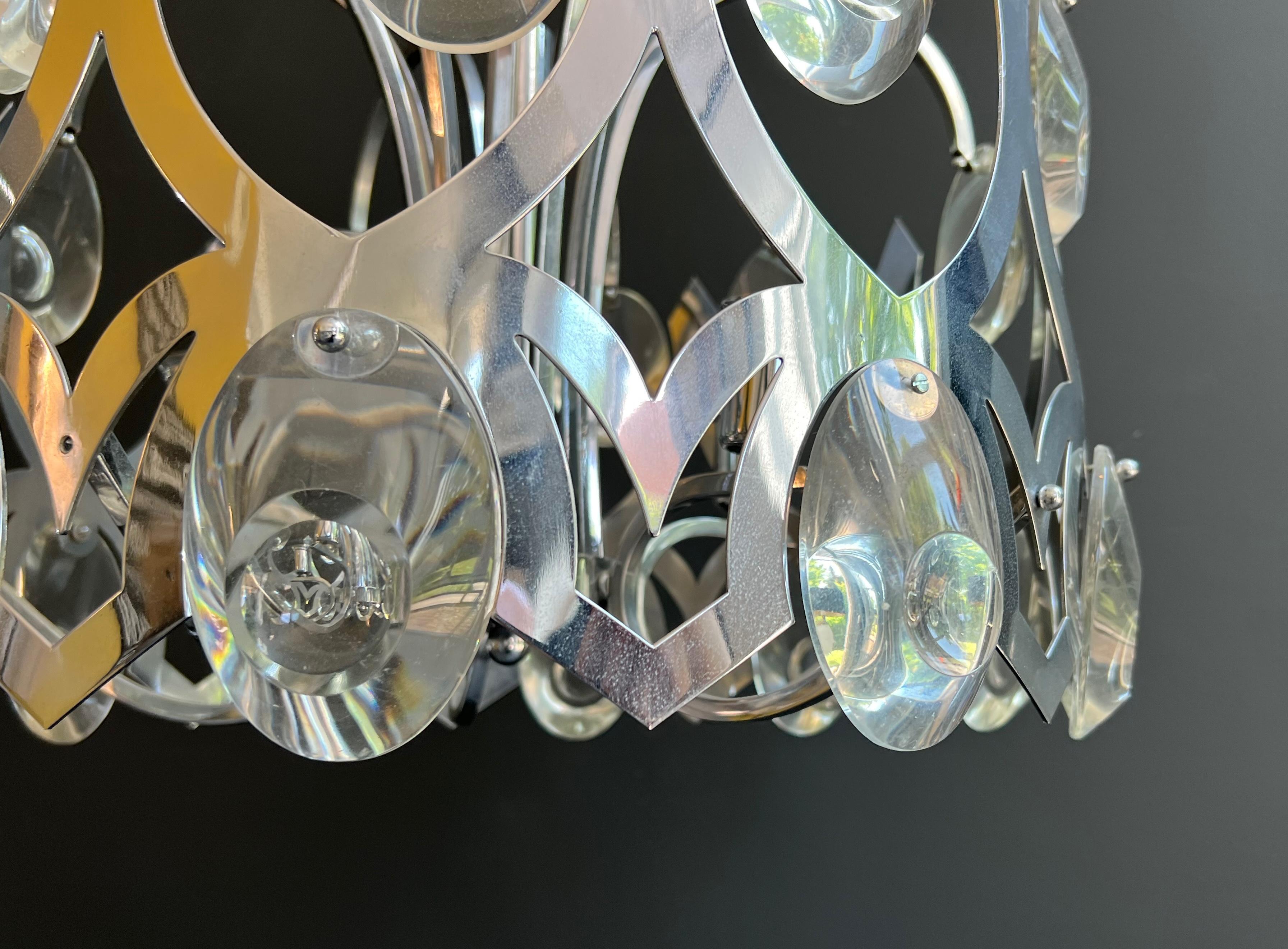Design-Kronleuchter aus Chrom und Kristall des italienischen Designers Angelo Gaetano Sciolari im Angebot 11