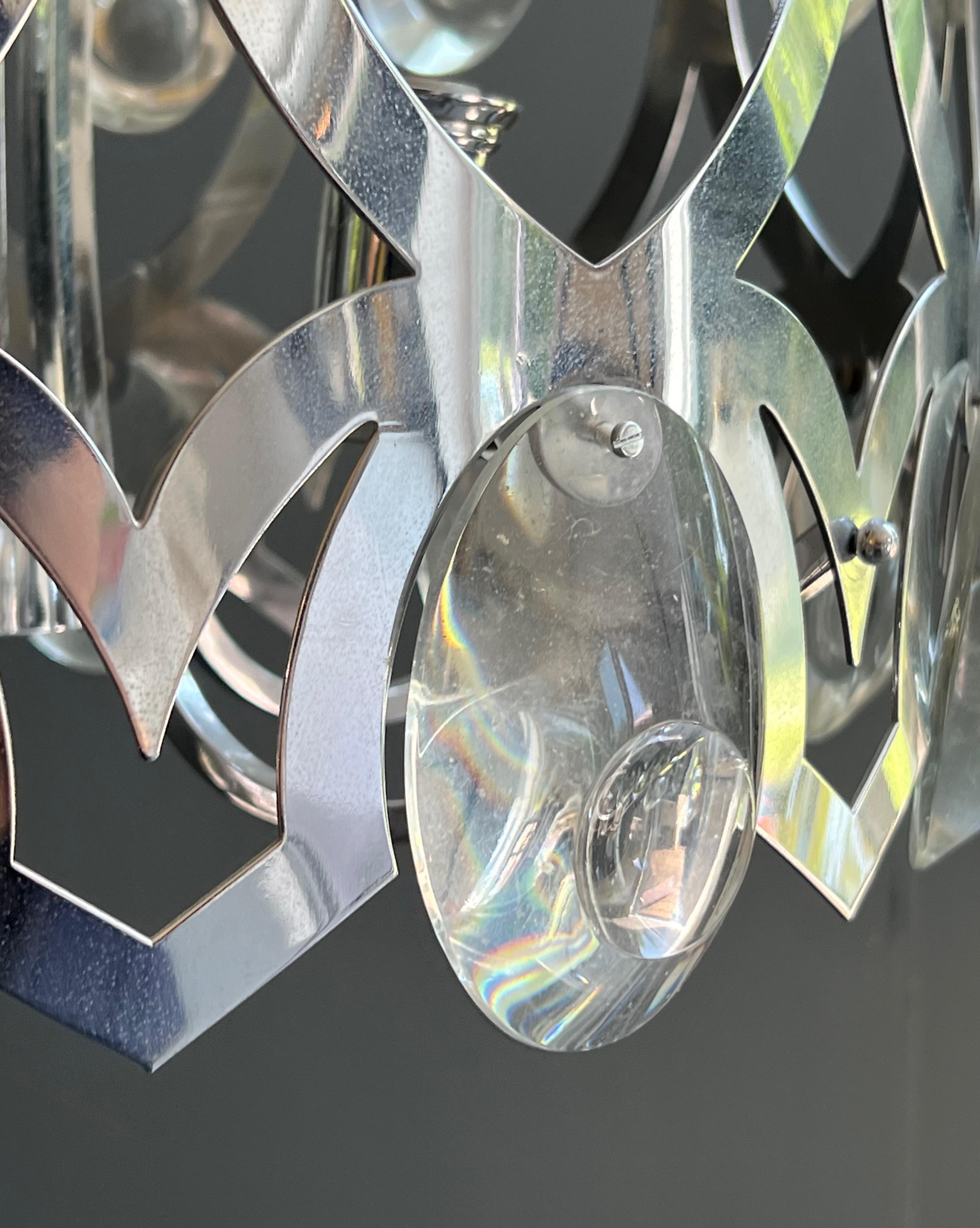 Design-Kronleuchter aus Chrom und Kristall des italienischen Designers Angelo Gaetano Sciolari im Angebot 12