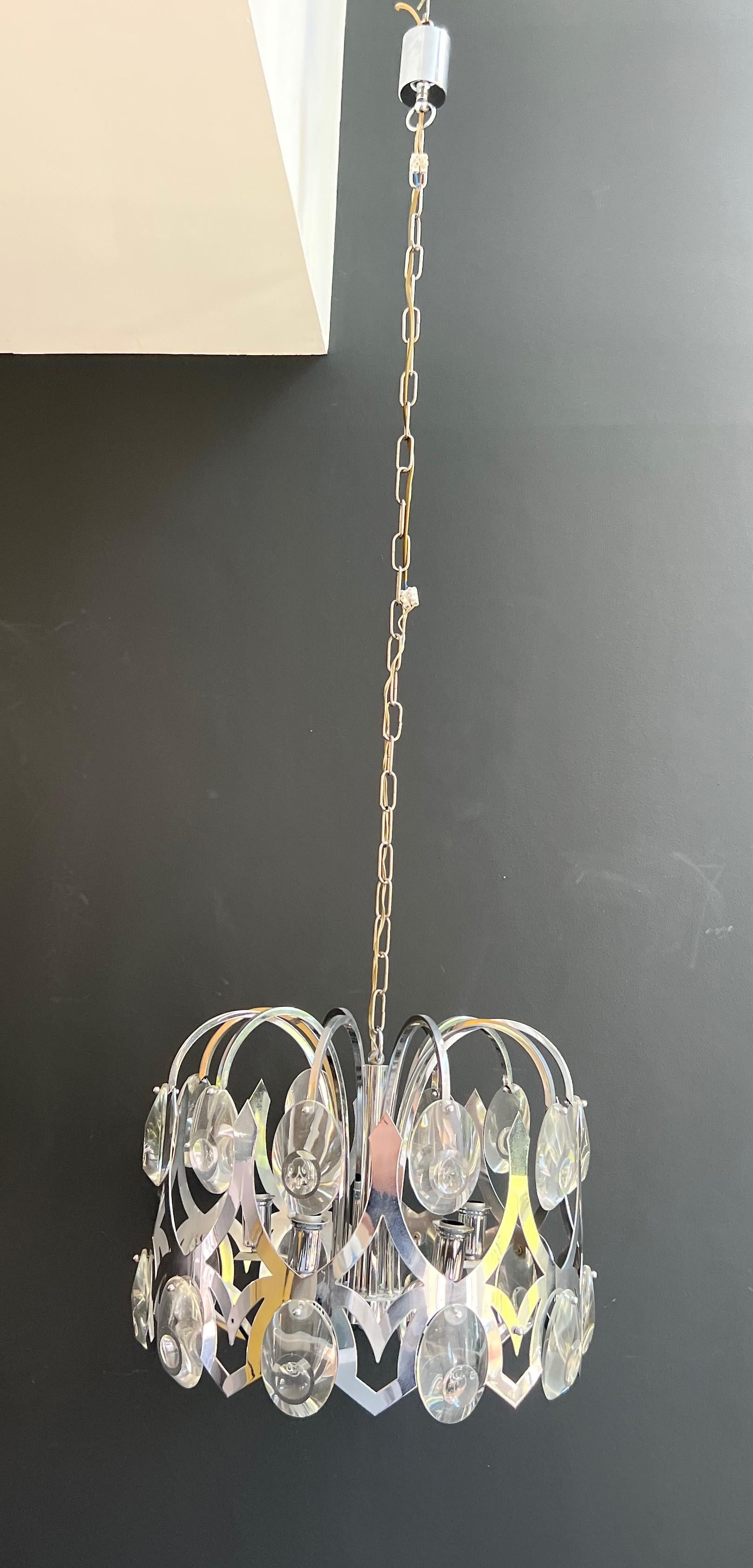 Design-Kronleuchter aus Chrom und Kristall des italienischen Designers Angelo Gaetano Sciolari im Angebot 14