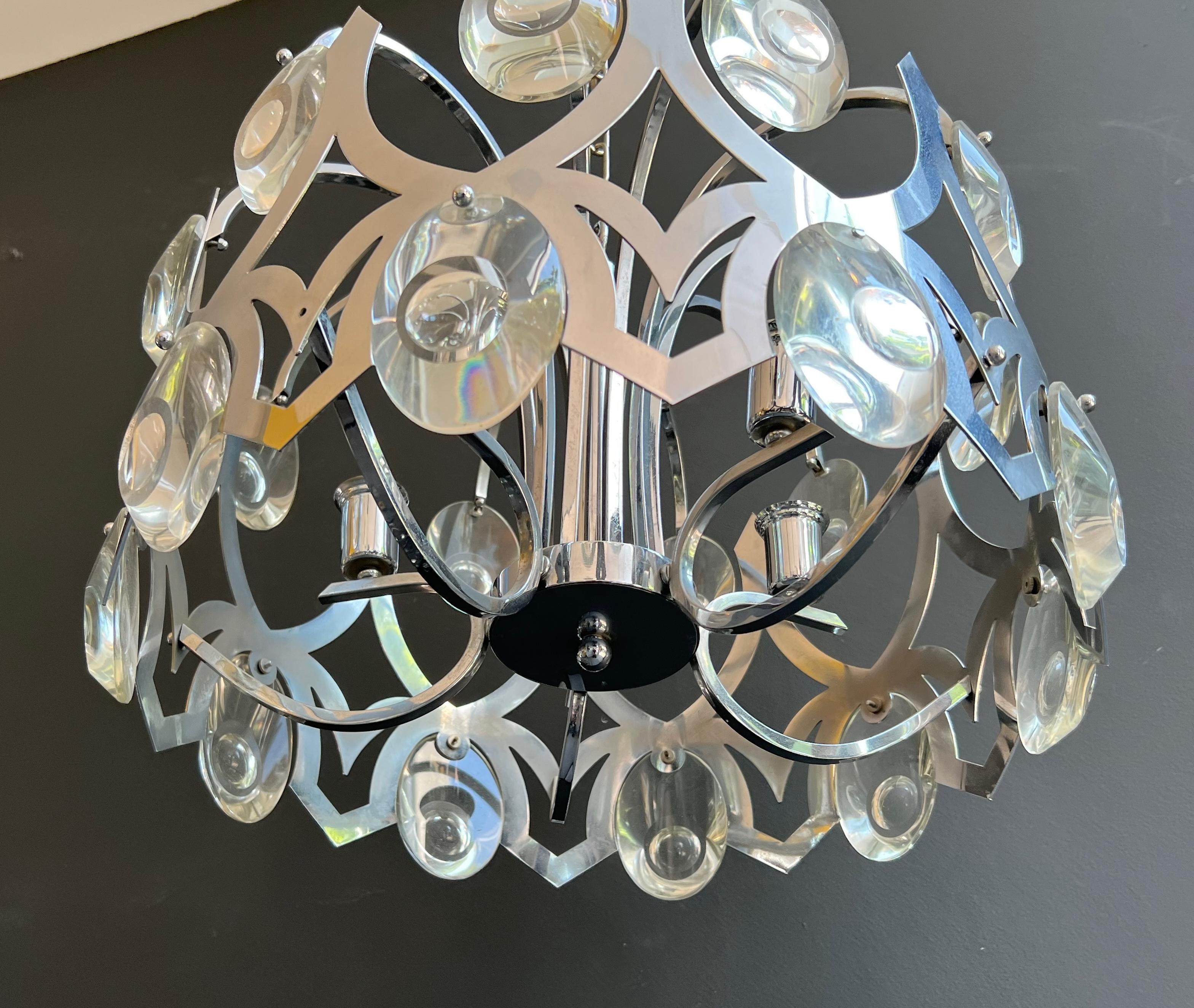Design-Kronleuchter aus Chrom und Kristall des italienischen Designers Angelo Gaetano Sciolari im Angebot 2