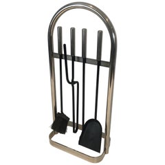 Outils de cheminée en chrome Design sur Stand, français, circa 1970