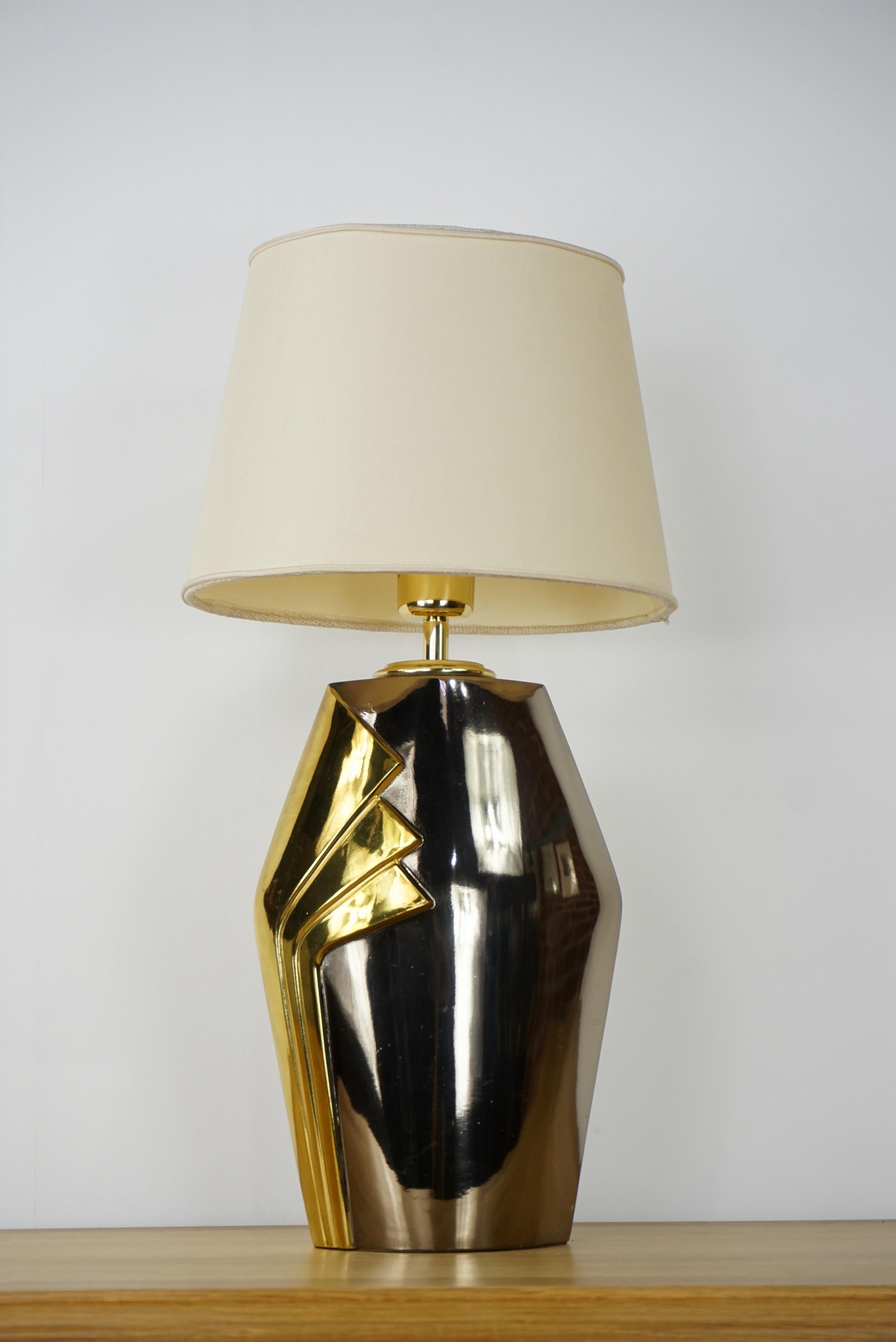 Design Chrome Metal and Brass Table Lamp 2