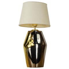 Design Chrome Metal and Brass Table Lamp