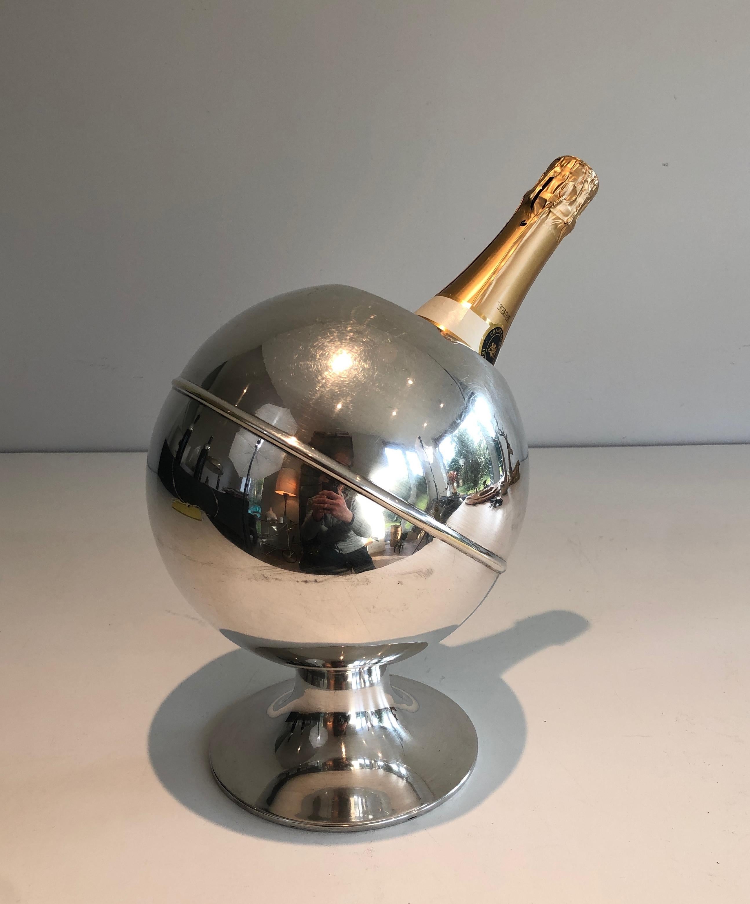Mid-Century Modern Design Chromed Champagne Bucket For Sale