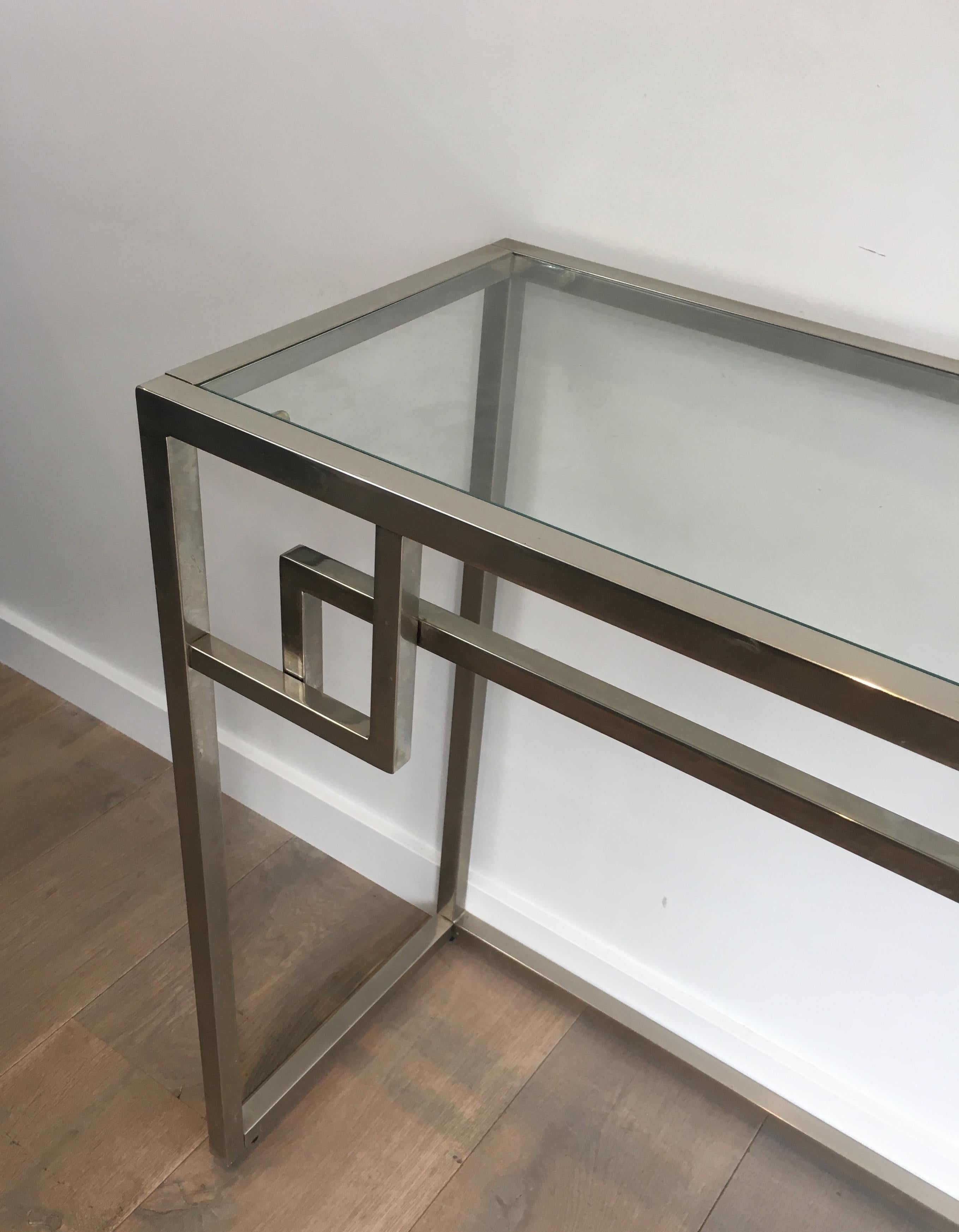 Design Chromed Console Table, French, circa 1970 In Good Condition For Sale In Marcq-en-Barœul, Hauts-de-France