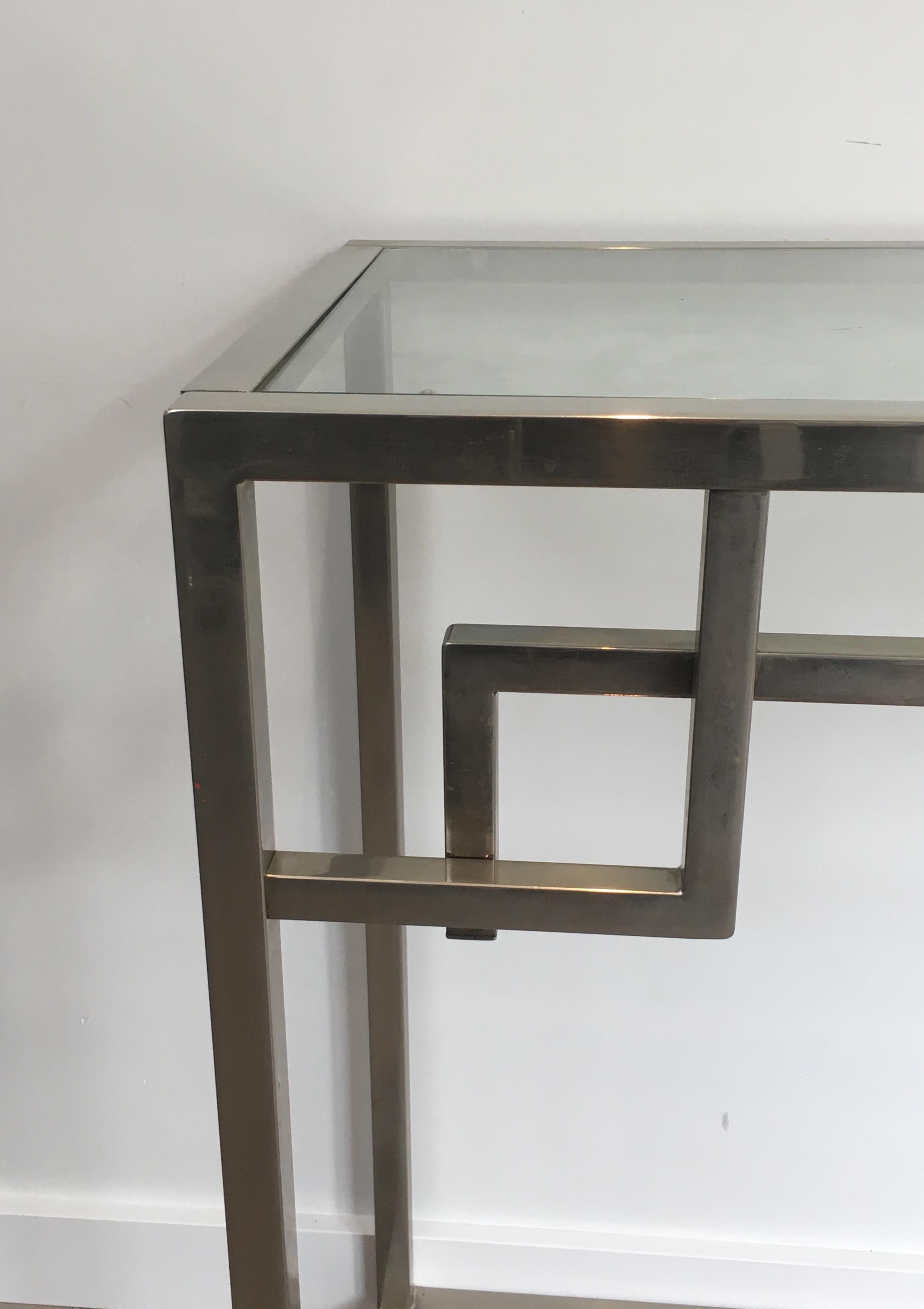 Late 20th Century Design Chromed Console Table, French, circa 1970 For Sale