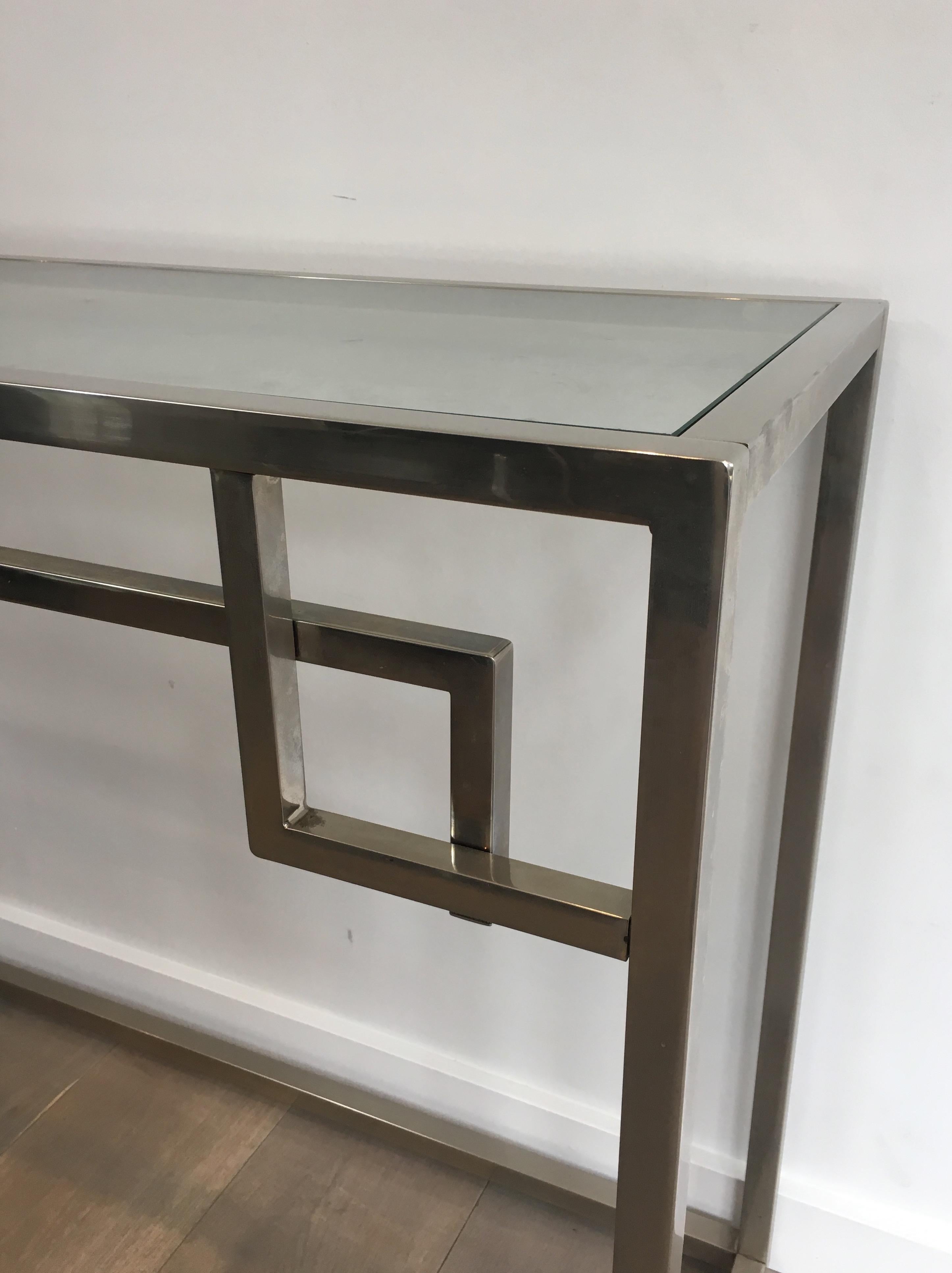 Verre Table console chromée de conception française, vers 1970 en vente