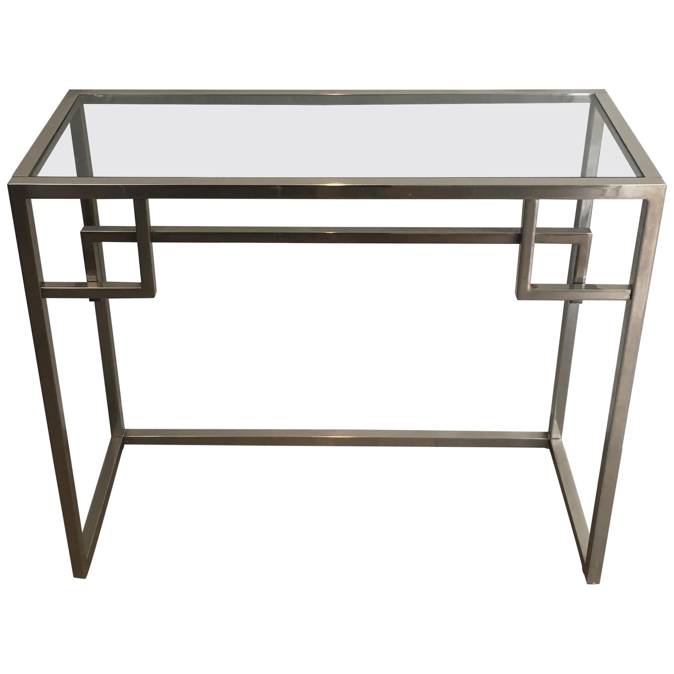 Design Chromed Console Table, French, circa 1970 For Sale