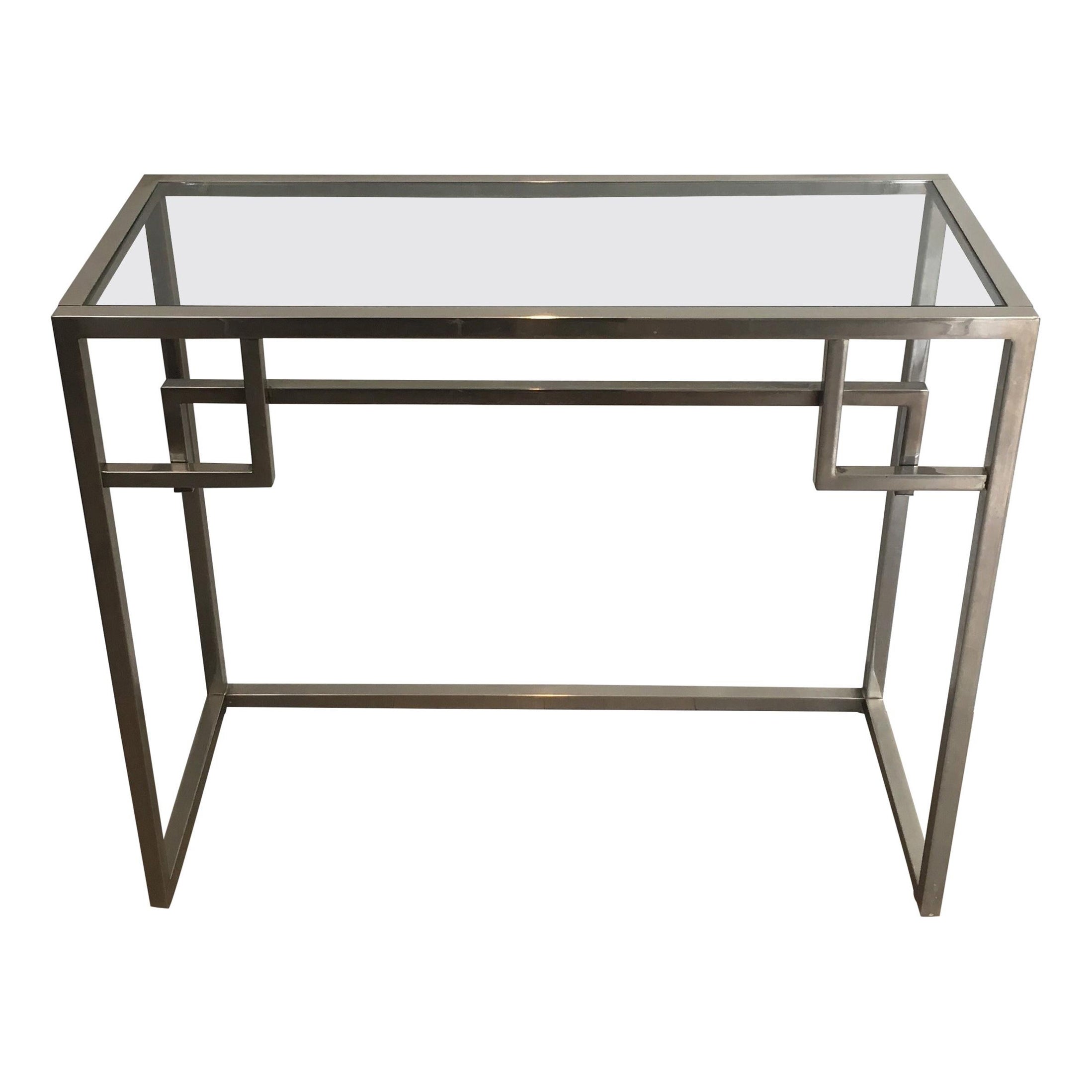 Mesa consola cromada de diseño, francesa, hacia 1970 en venta