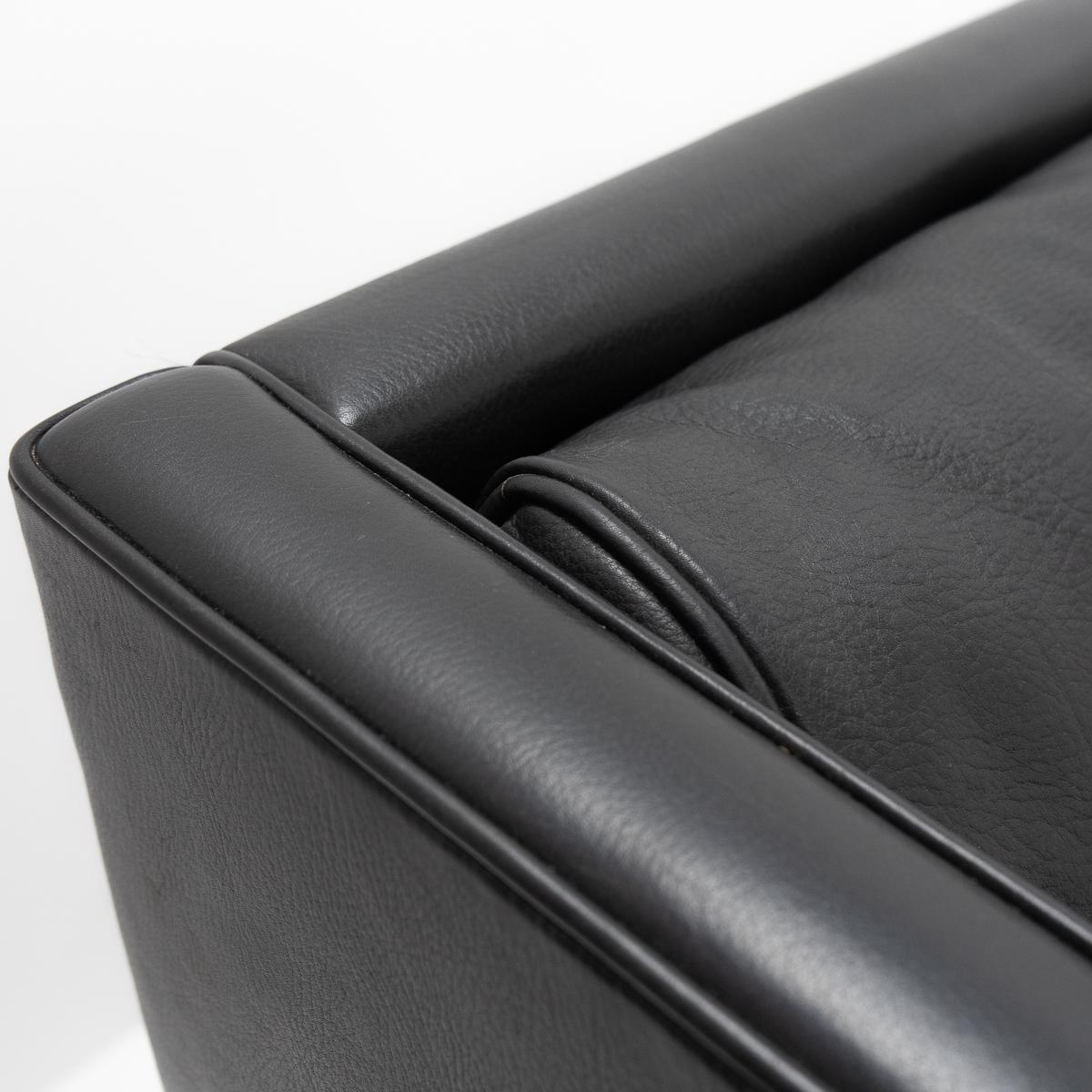 Design Classic Black Leather Wingchair and Footstool by Borge Mogensen, 1960s For Sale 5
