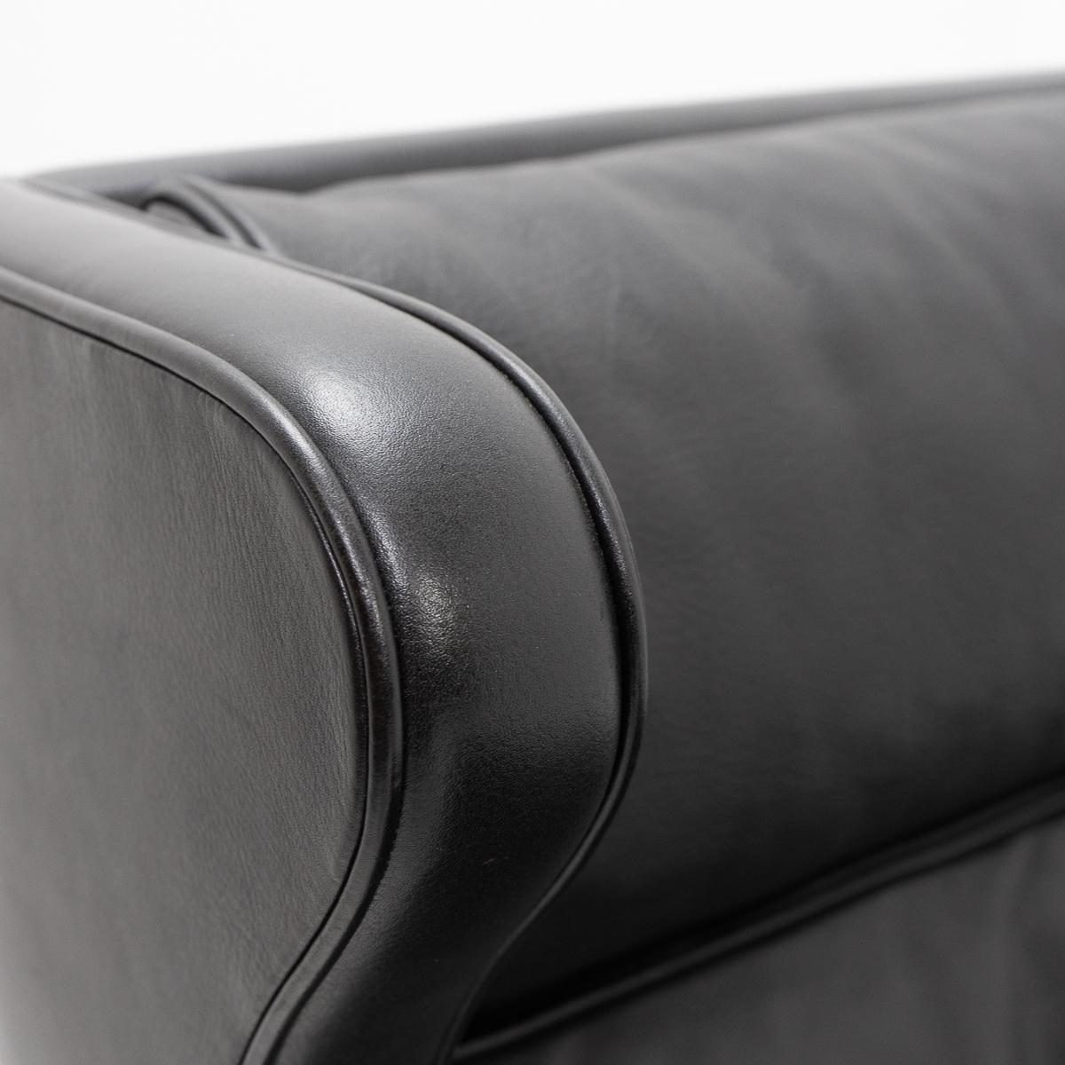Design Classic Black Leather Wingchair and Footstool by Borge Mogensen, 1960s For Sale 6