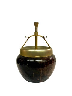 Designklassiker von Aldo Tura, Aschenbecher, Messing, Ziegenleder, Mitte des Jahrhunderts, 1960er Jahre Italien