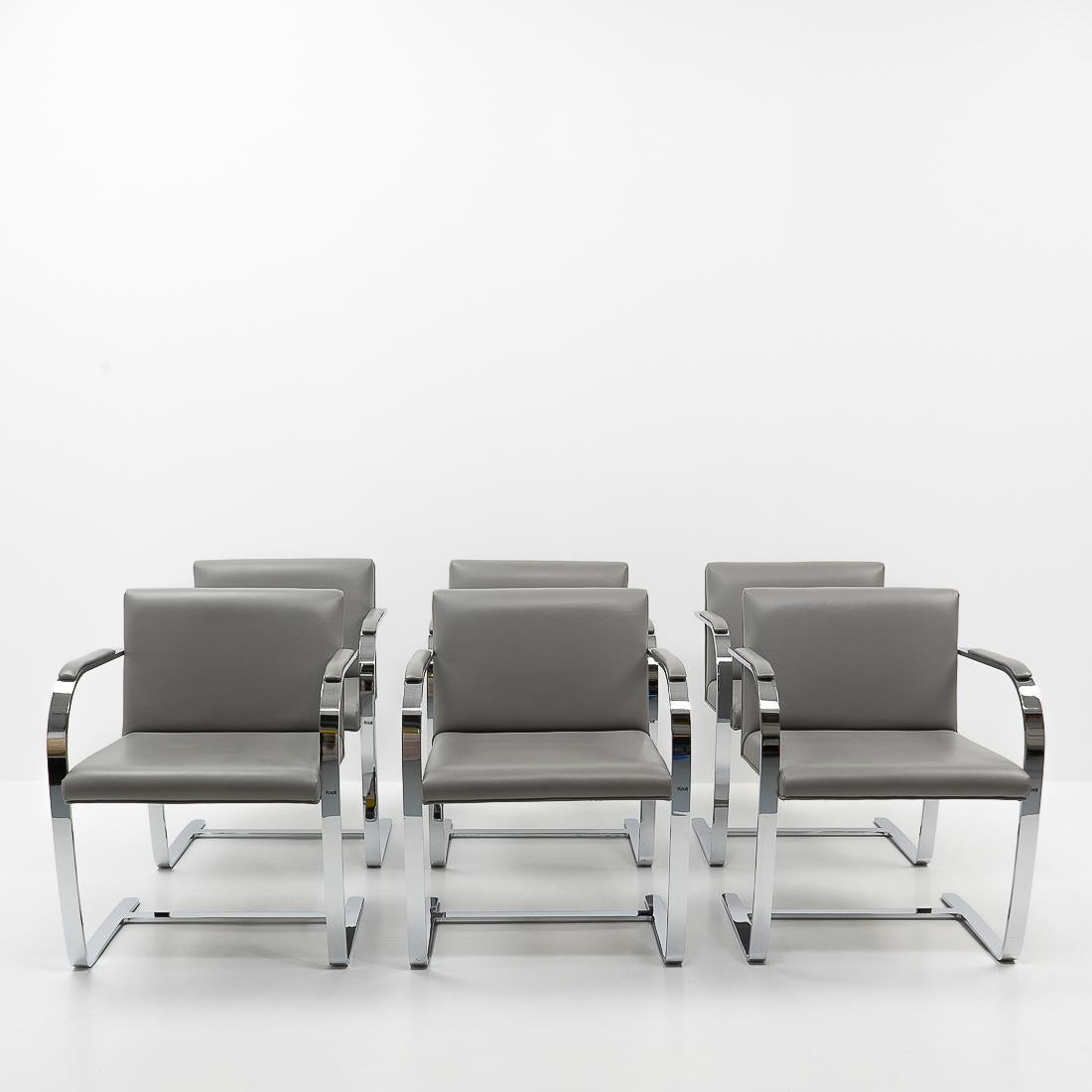 Italian Design Classic: Mies Van Der Rohe, Set of Six Brno Chairs for Knoll, 1980s