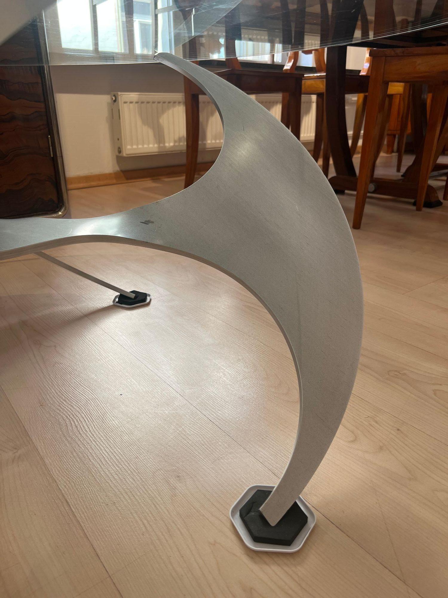 Table basse Design par Knut Hesterberg, aluminium et verre, Allemagne, années 1960 en vente 3