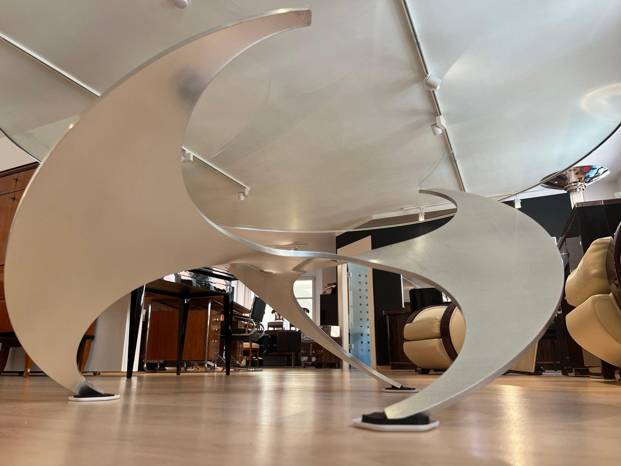 Table basse Design par Knut Hesterberg, aluminium et verre, Allemagne, années 1960 en vente 4