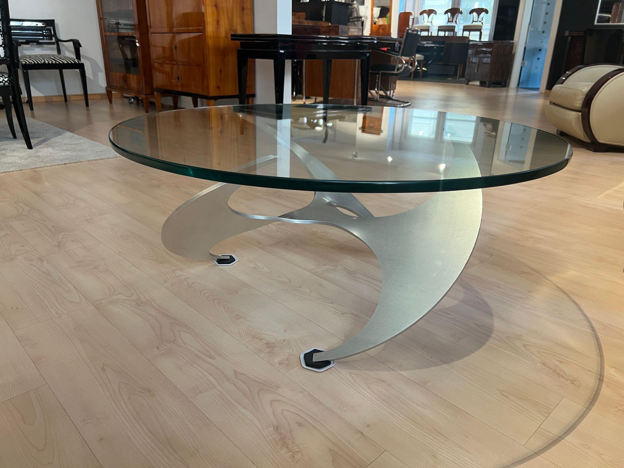 Table basse Design par Knut Hesterberg, aluminium et verre, Allemagne, années 1960 en vente 5