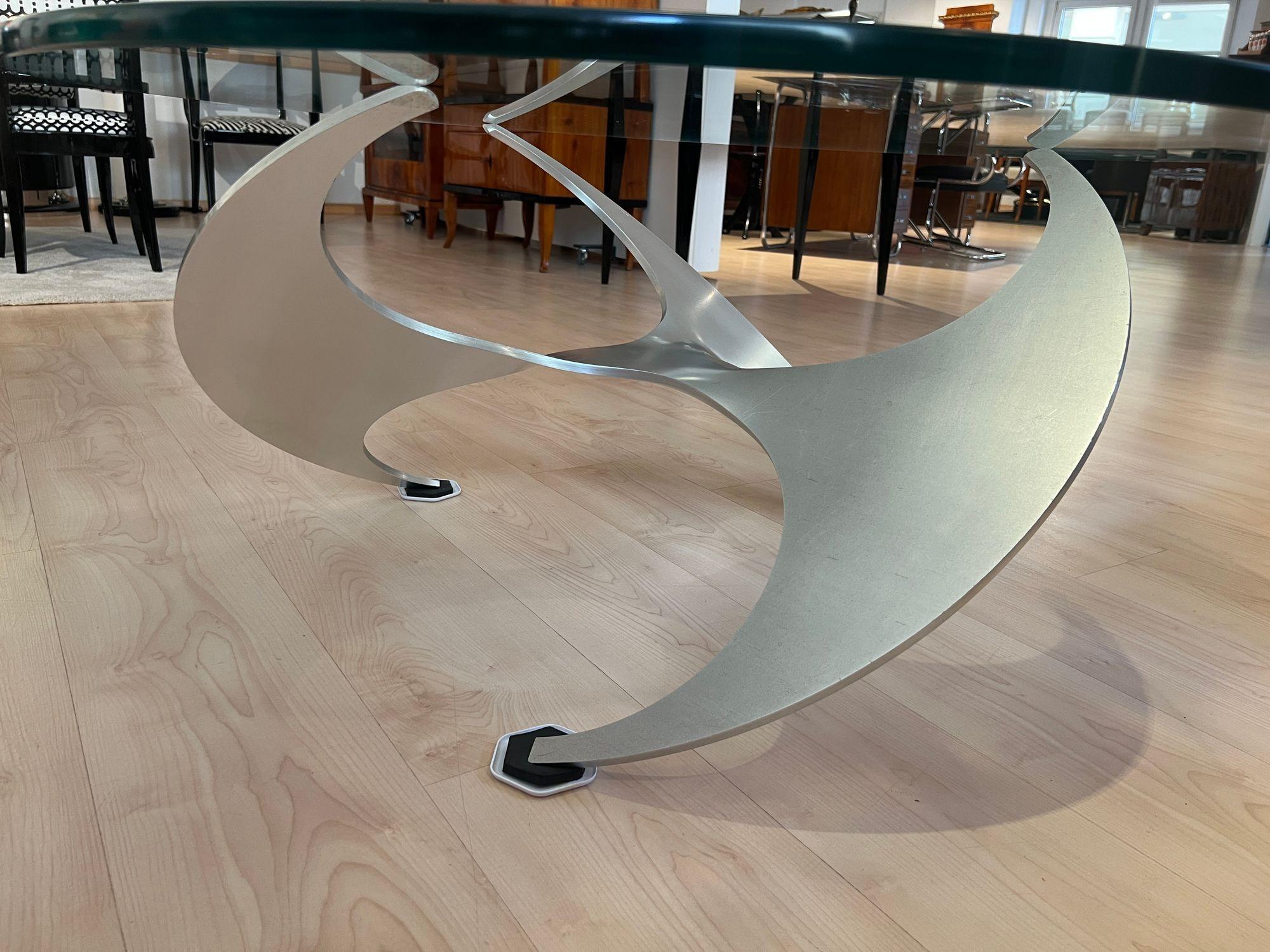Table basse Design par Knut Hesterberg, aluminium et verre, Allemagne, années 1960 en vente 6