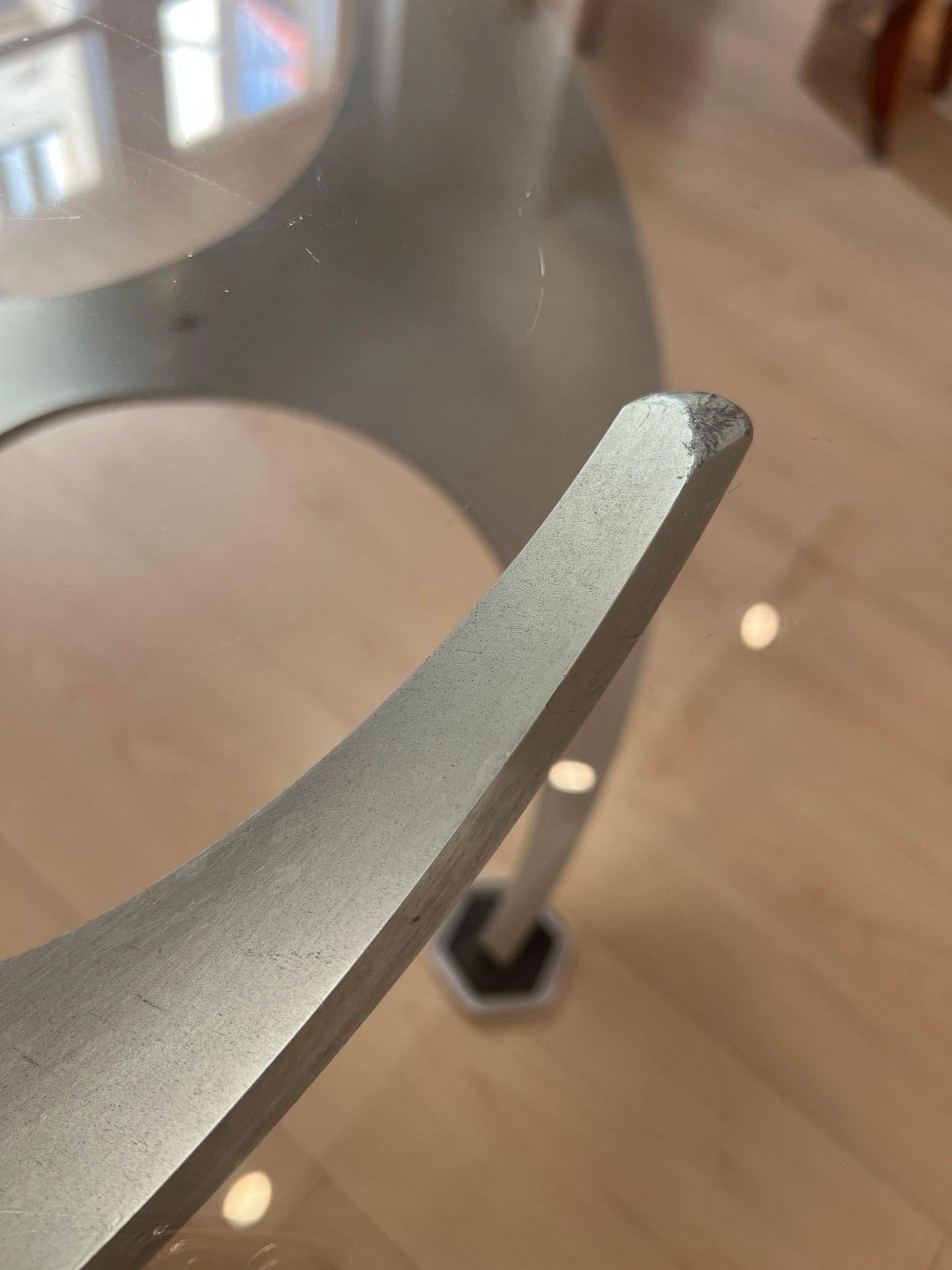 Table basse Design par Knut Hesterberg, aluminium et verre, Allemagne, années 1960 en vente 7