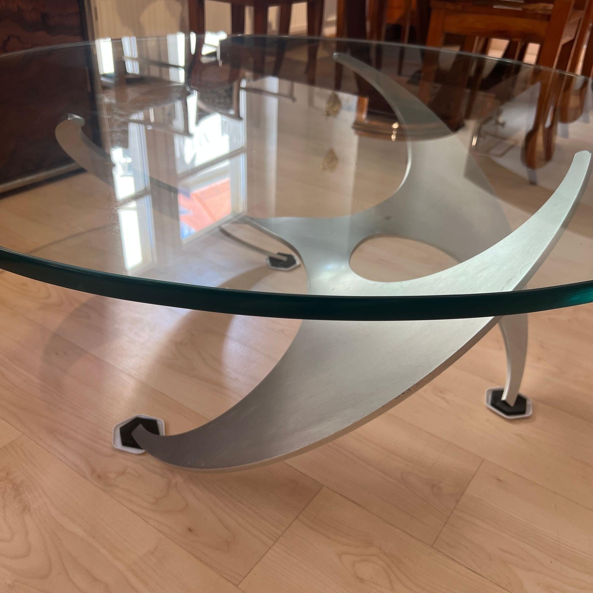Table basse Design par Knut Hesterberg, aluminium et verre, Allemagne, années 1960 en vente 1