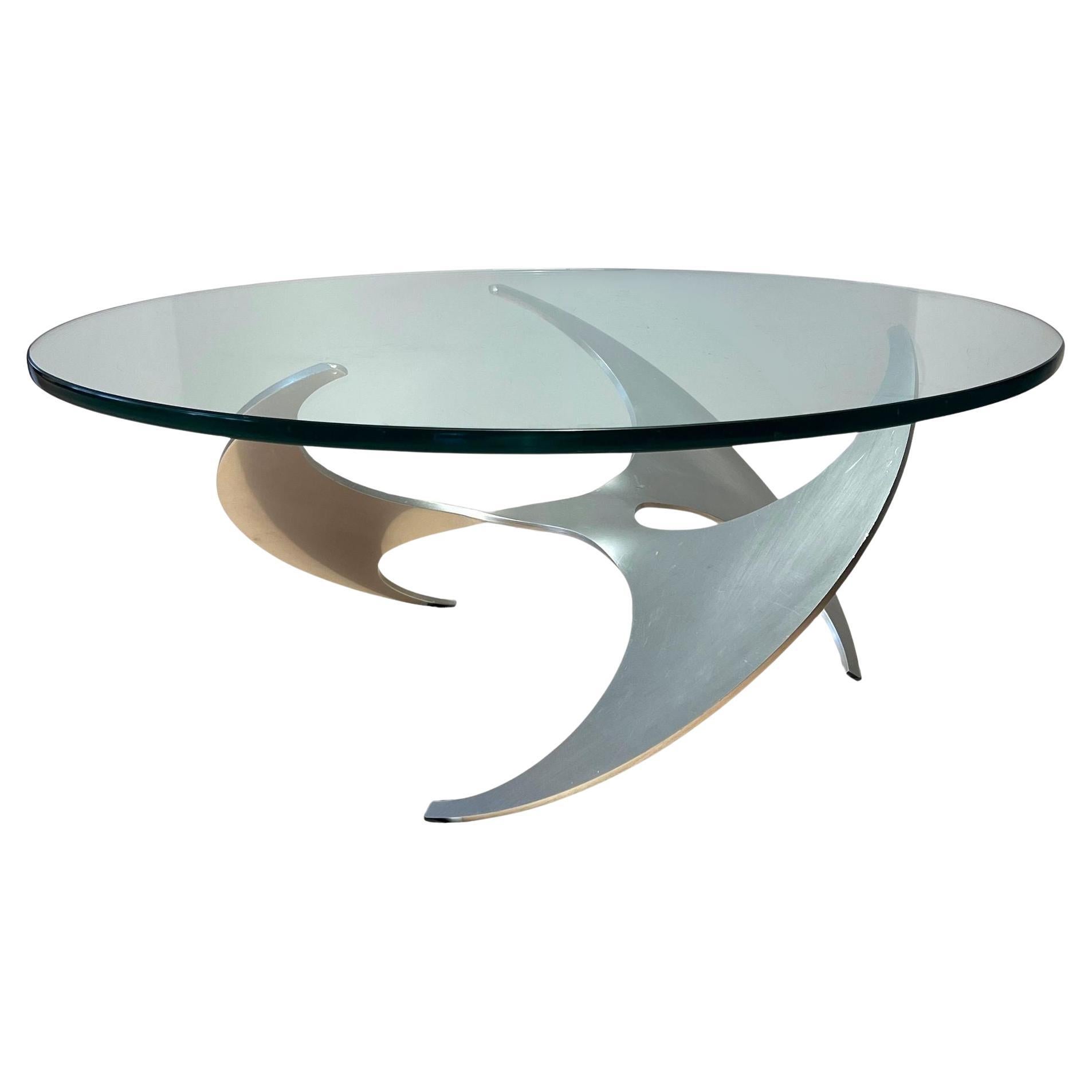 Design Coffee Table by Knut Hesterberg, Aluminum and Glass, Germany, 1960s