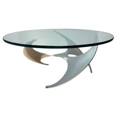 Design Coffee Table by Knut Hesterberg, Aluminum and Glass, Germany, 1960s