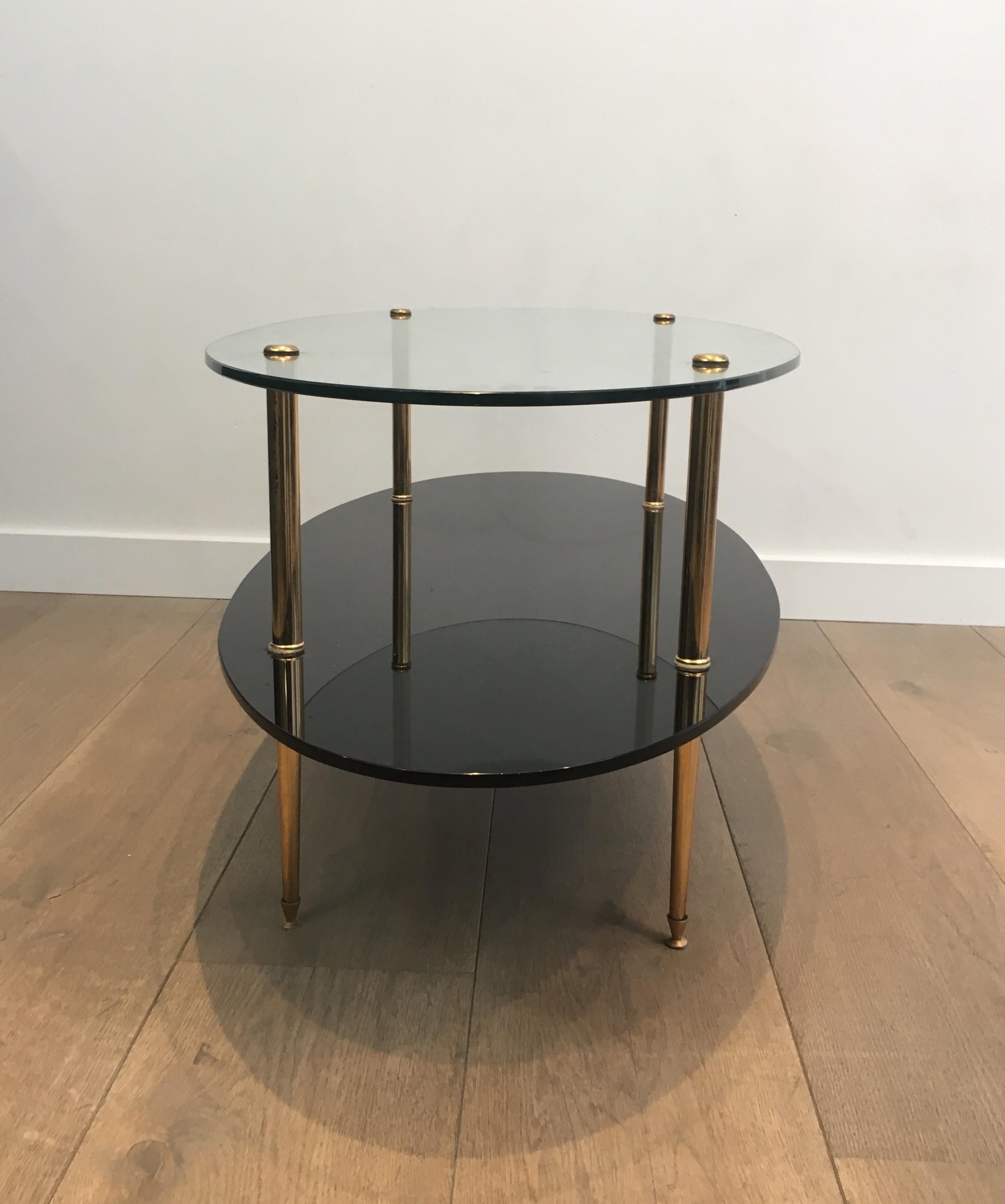 Design Coffee Table Made of Brass, Glass and Black Lacquer Glass 6