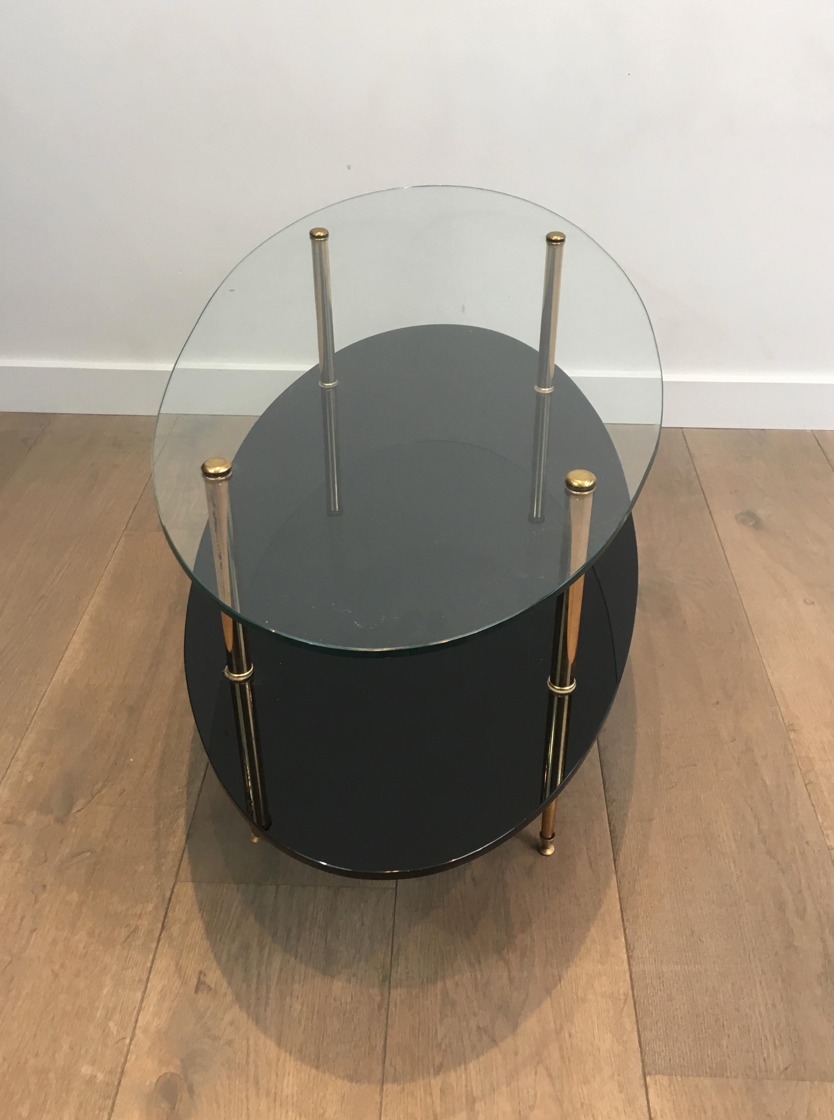 Design Coffee Table Made of Brass, Glass and Black Lacquer Glass 7