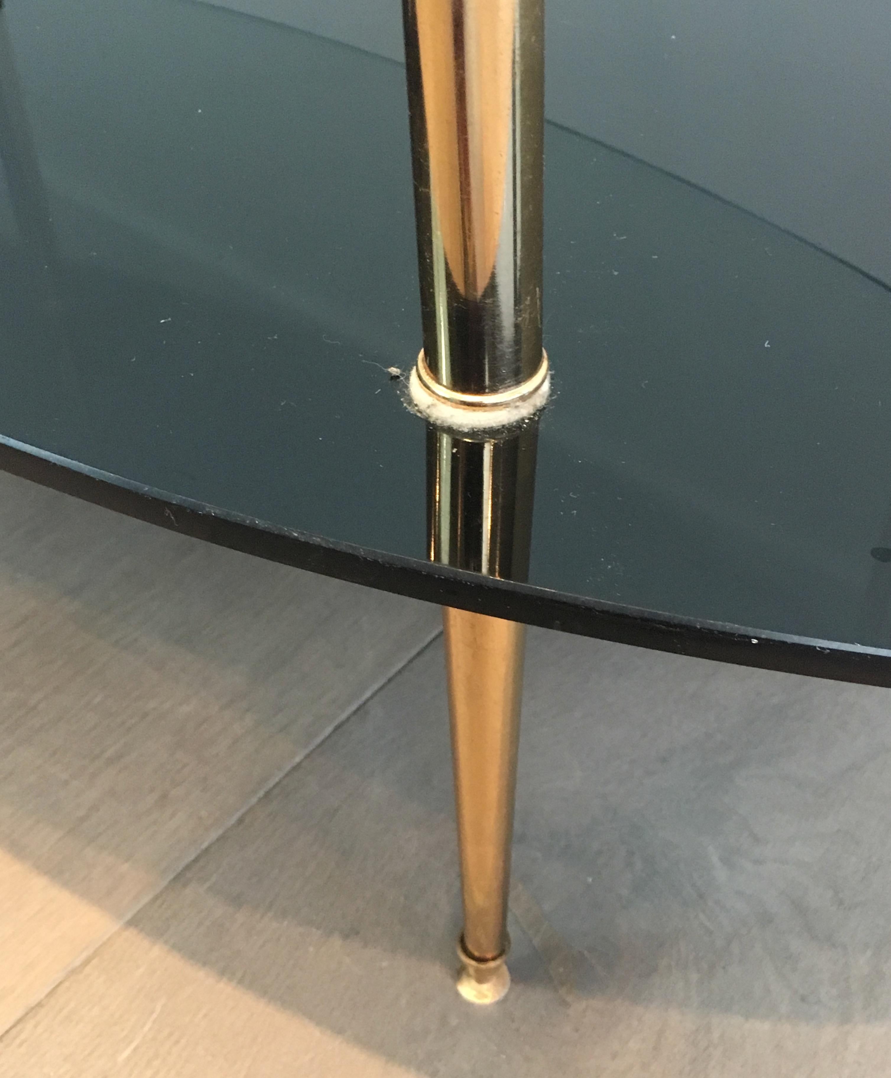 Lacquered Design Coffee Table Made of Brass, Glass and Black Lacquer Glass