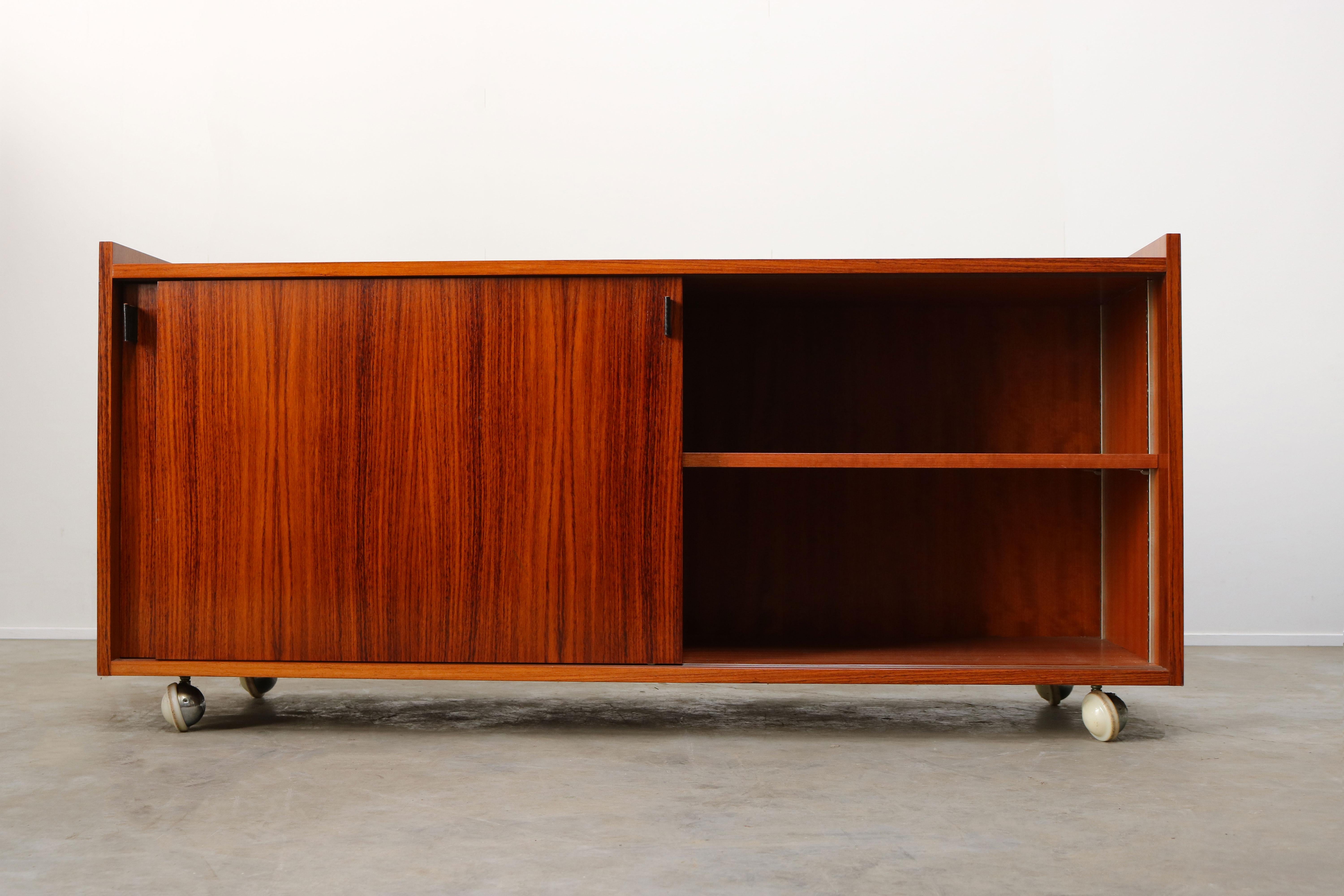 Chrome Design Credenza / Sideboard by Florence Knoll for De Coene Leather Rosewood 1960