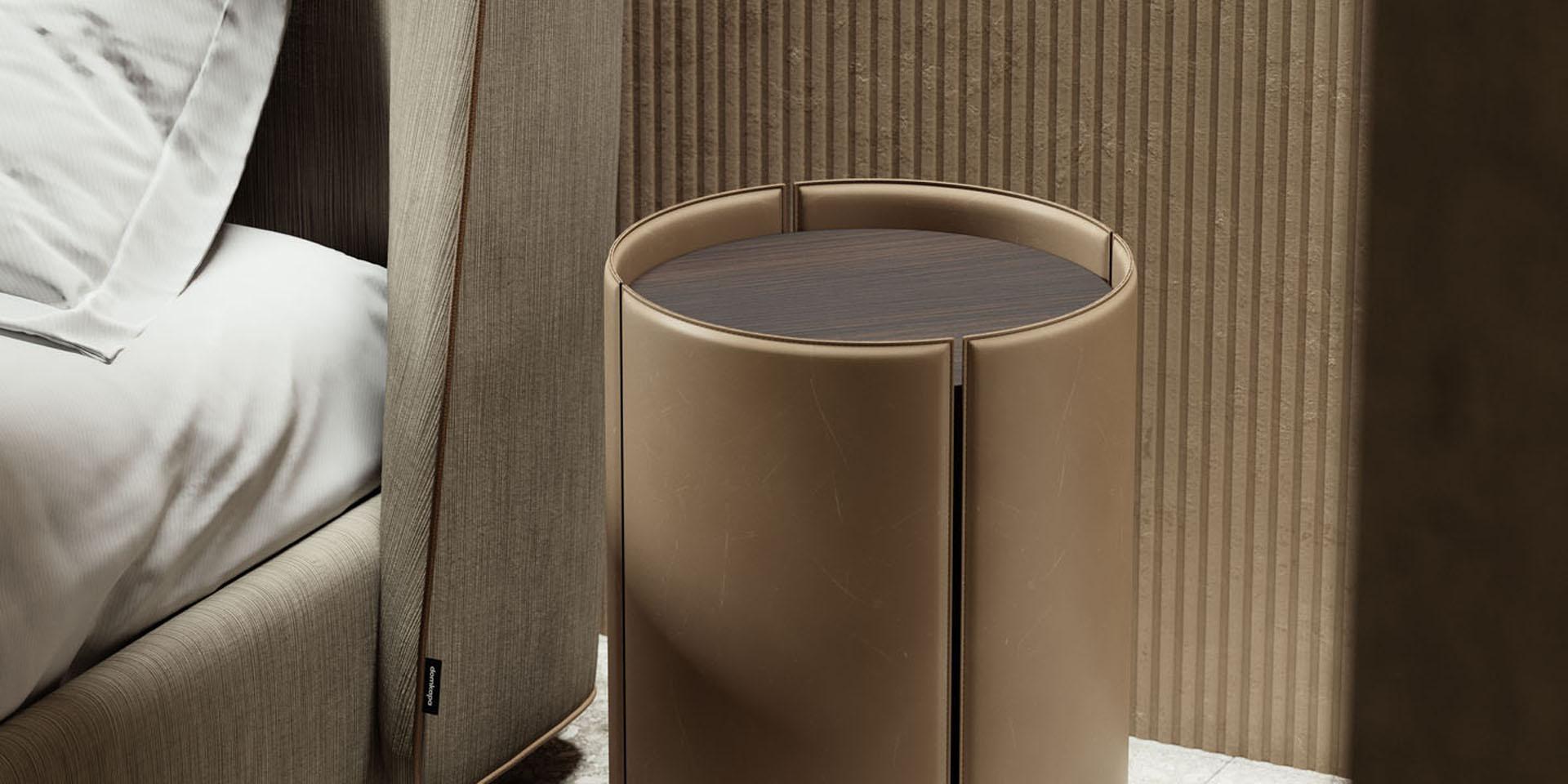 XXIe siècle et contemporain Table basse ronde en cuir personnalisable de conception en vente