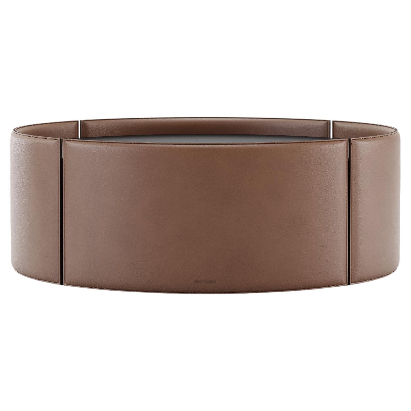 Design Customisable Leather Round Coffee Table For Sale