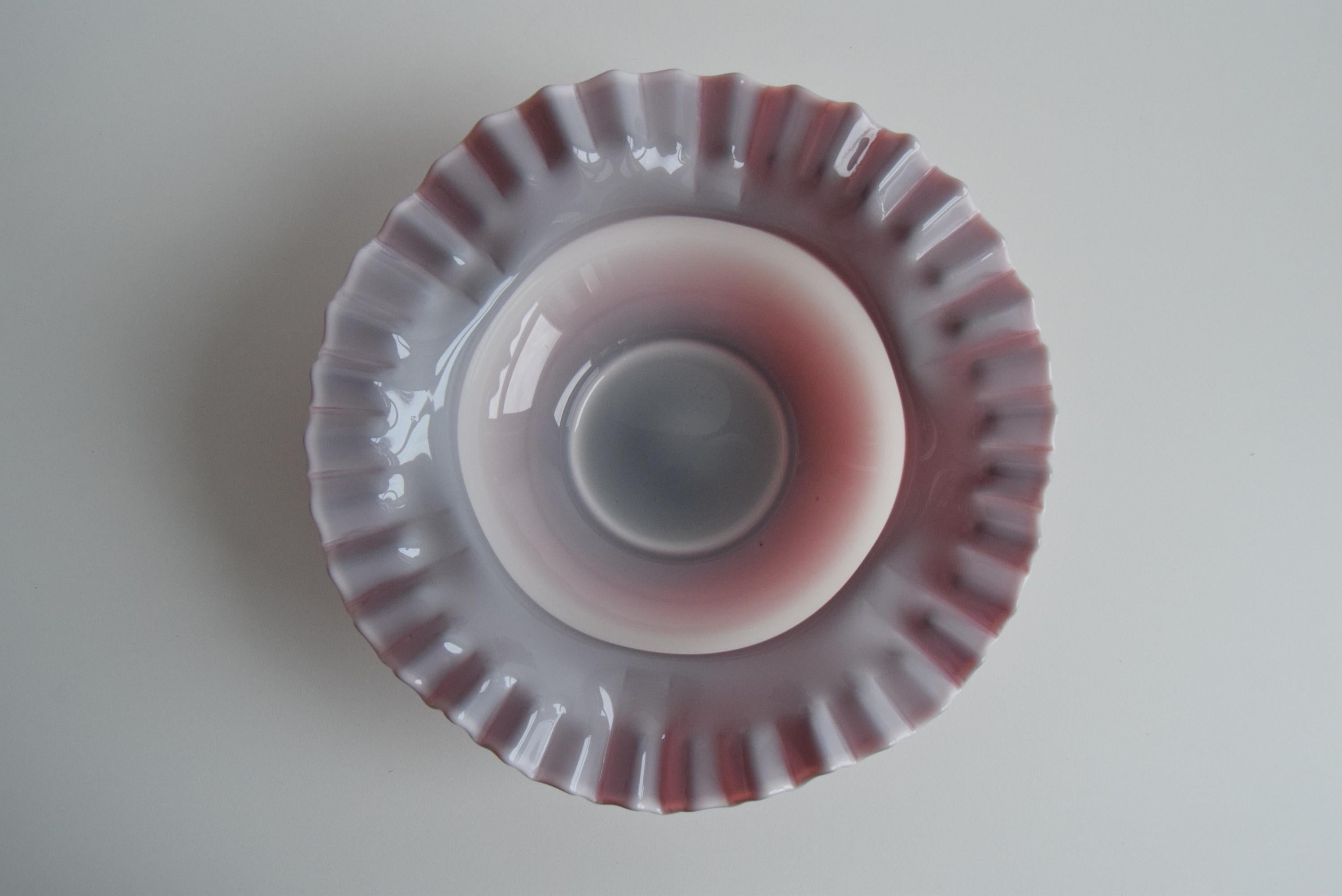 Czech Design Decorative Glass Bowl, Bohemia Glass, 1960's. For Sale
