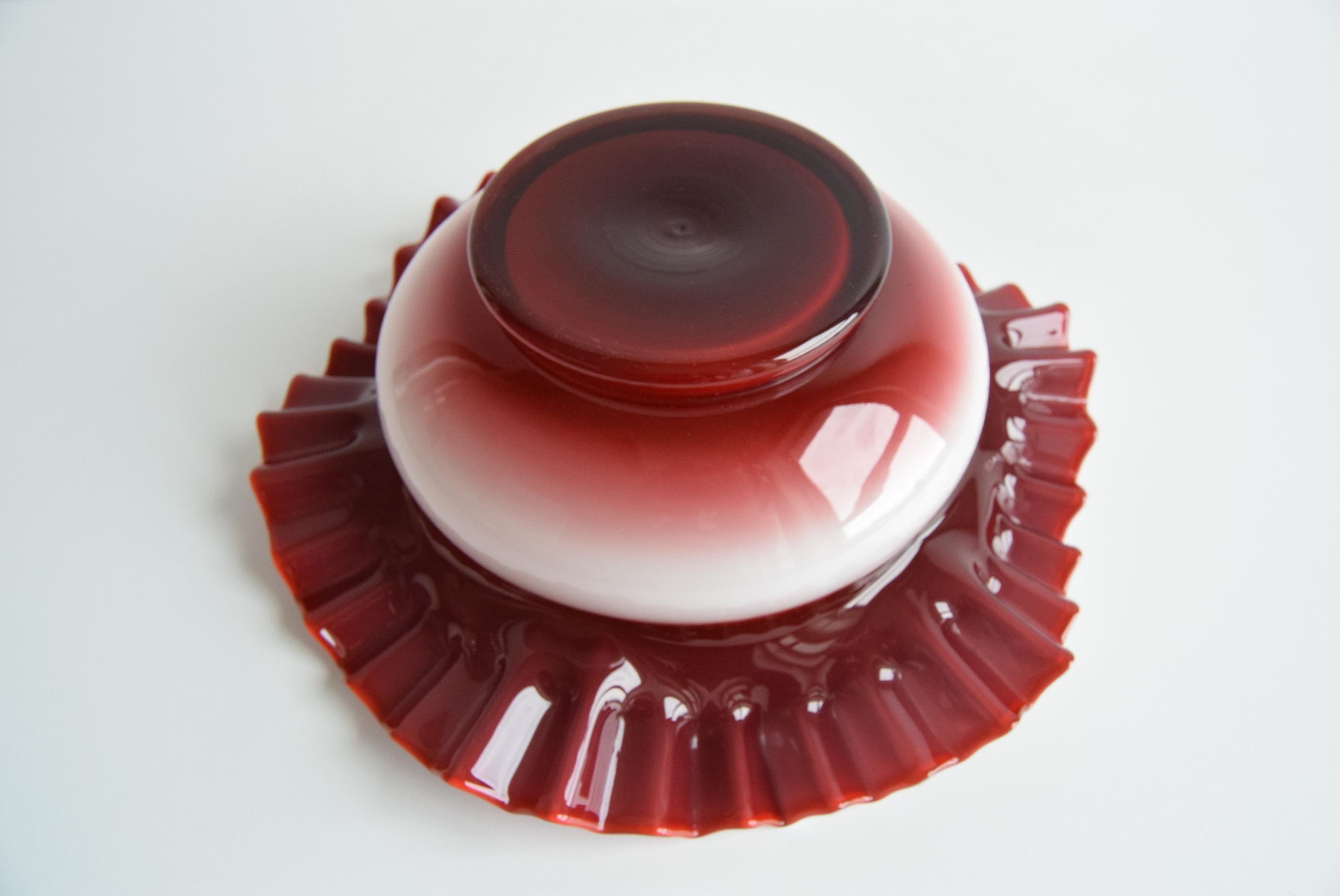 Mid-20th Century Design Decorative Glass Bowl, Bohemia Glass, 1960's. For Sale