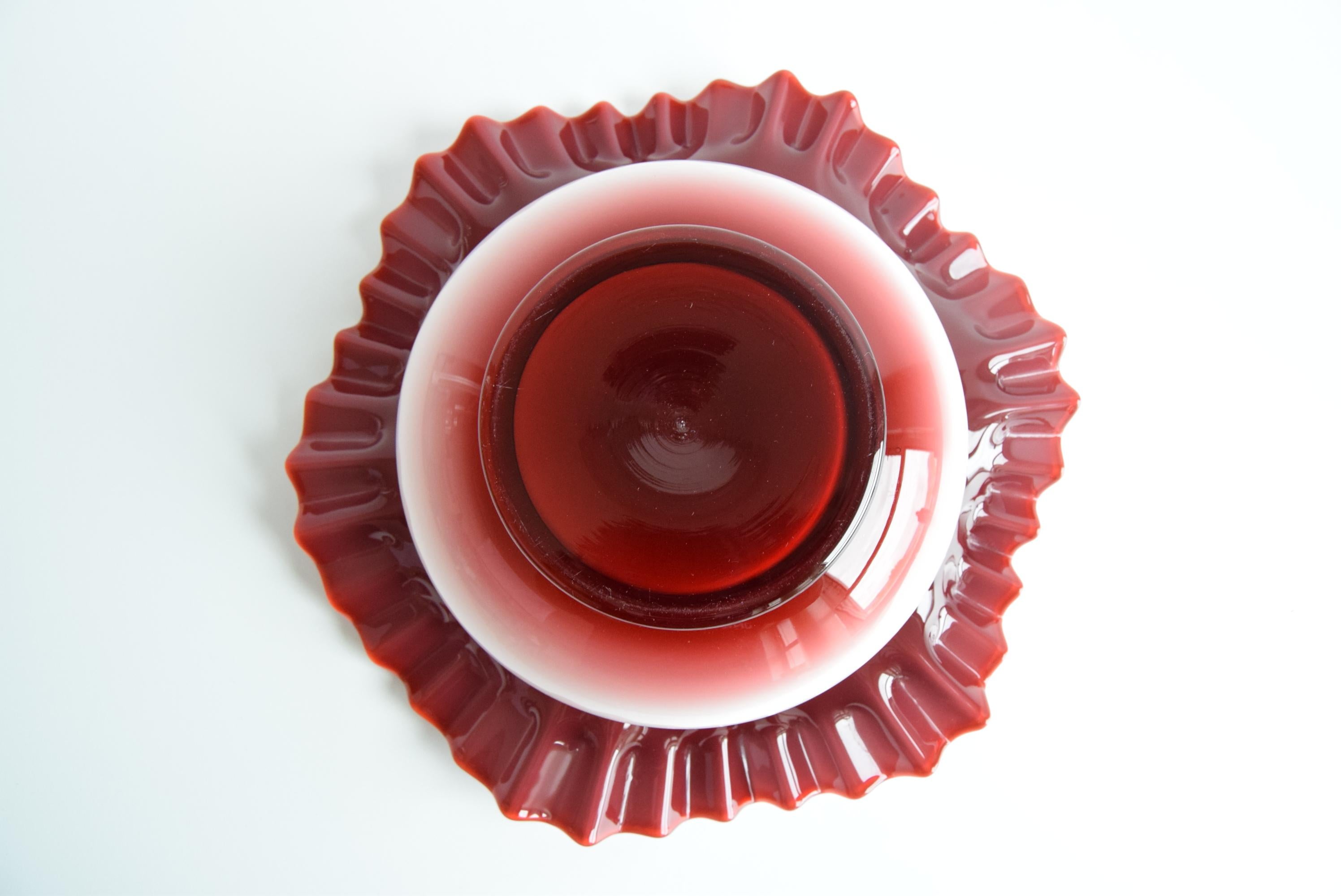 Art Glass Design Decorative Glass Bowl, Bohemia Glass, 1960's. For Sale