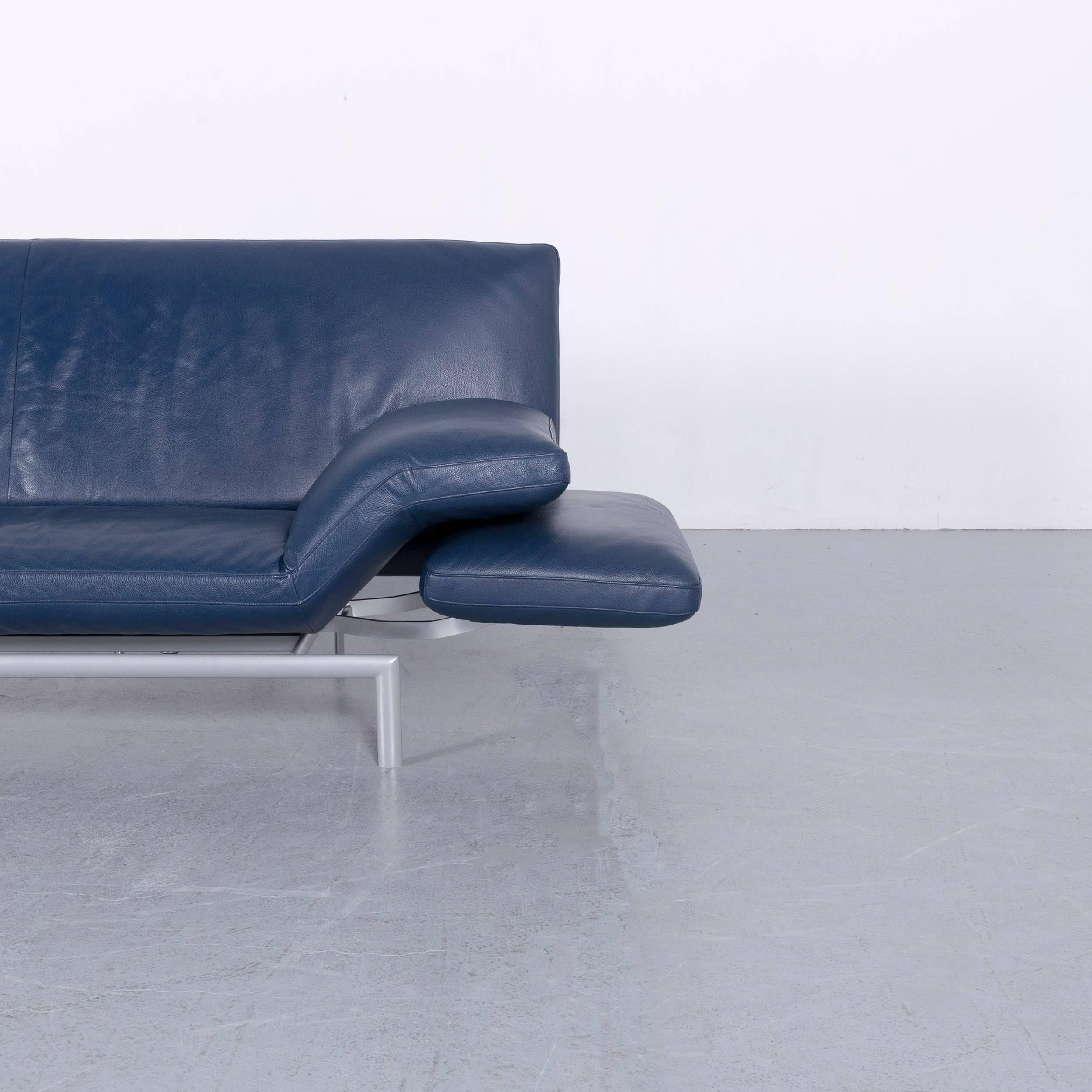 German Design Flyer Leather Sofa Blue Two-Seat