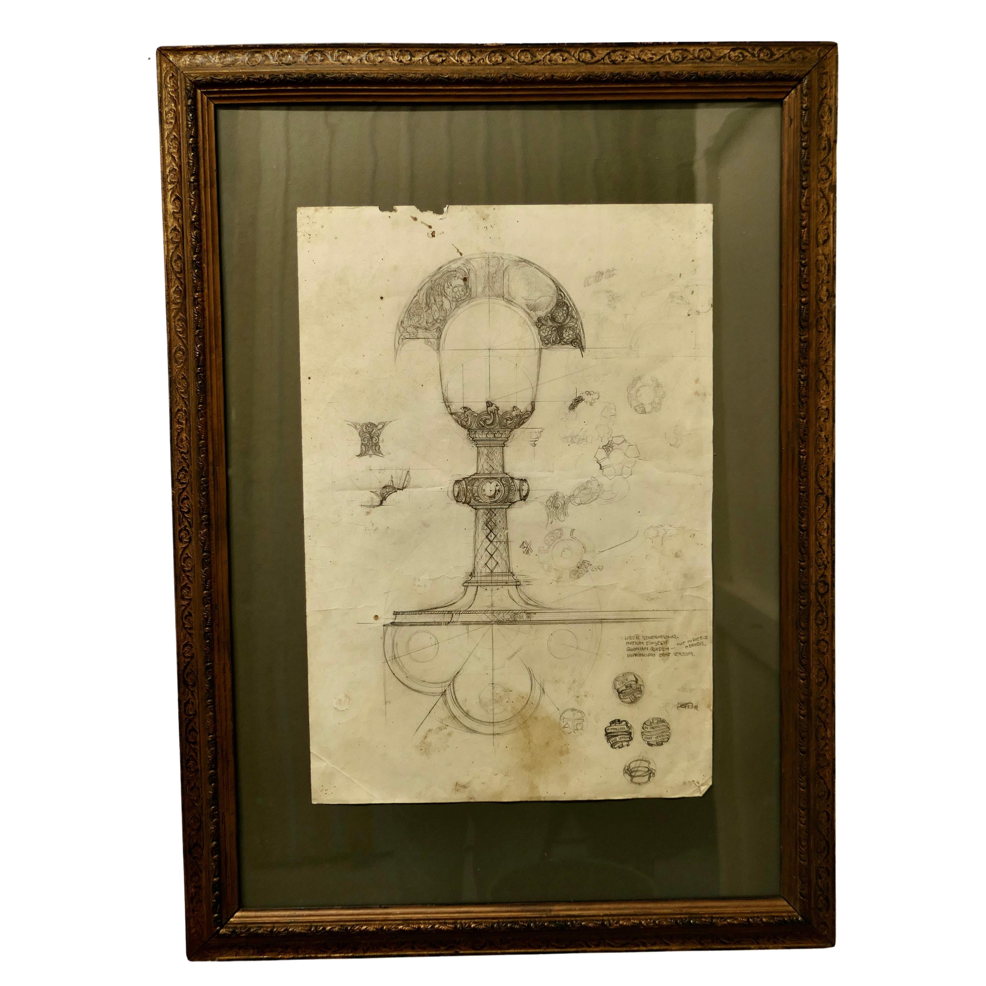 Design for a Silver Church Chalice, Illustration Attributed to Amor Fenn For Sale
