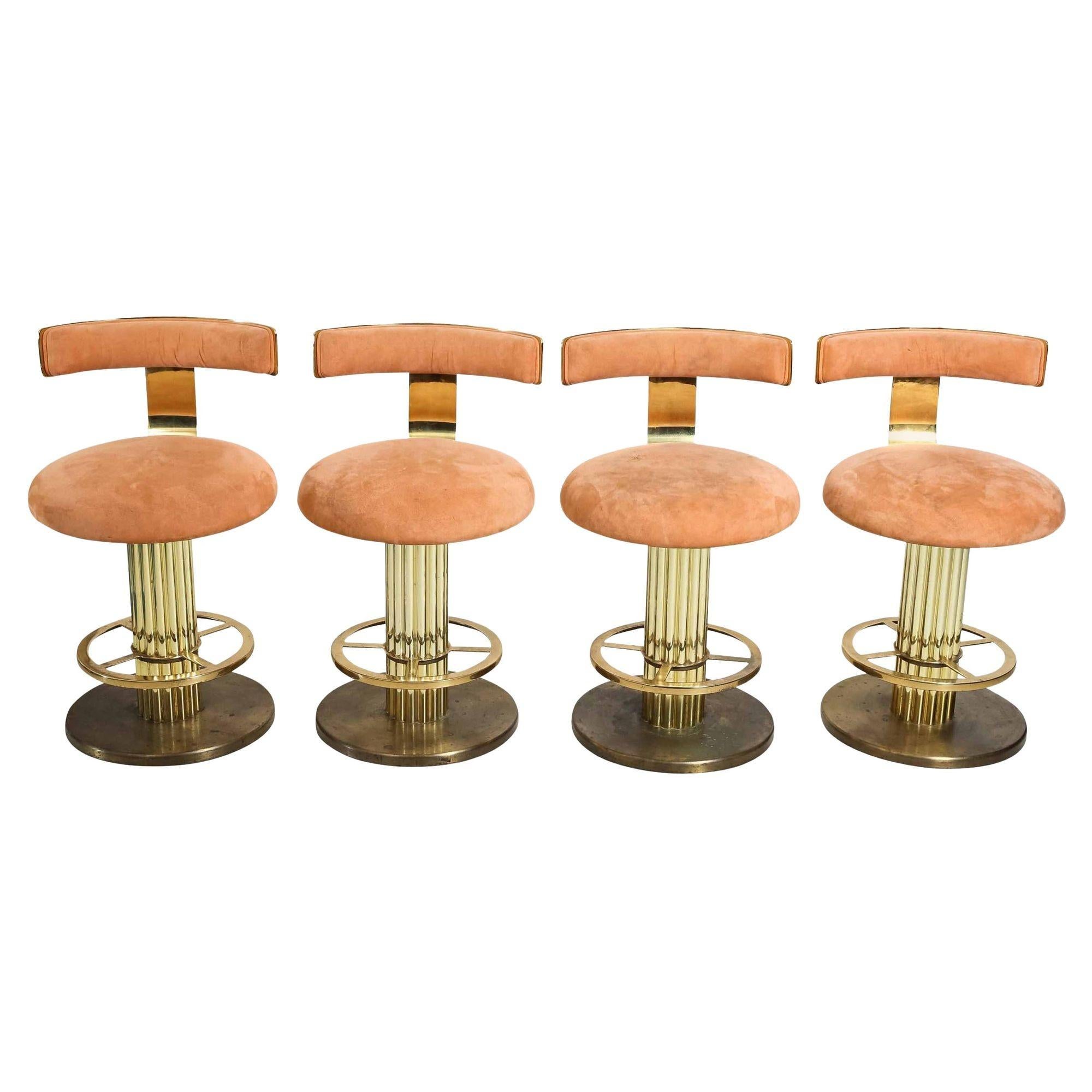 Design for Leisure Art Deco Revival Brass Counter Stools 4