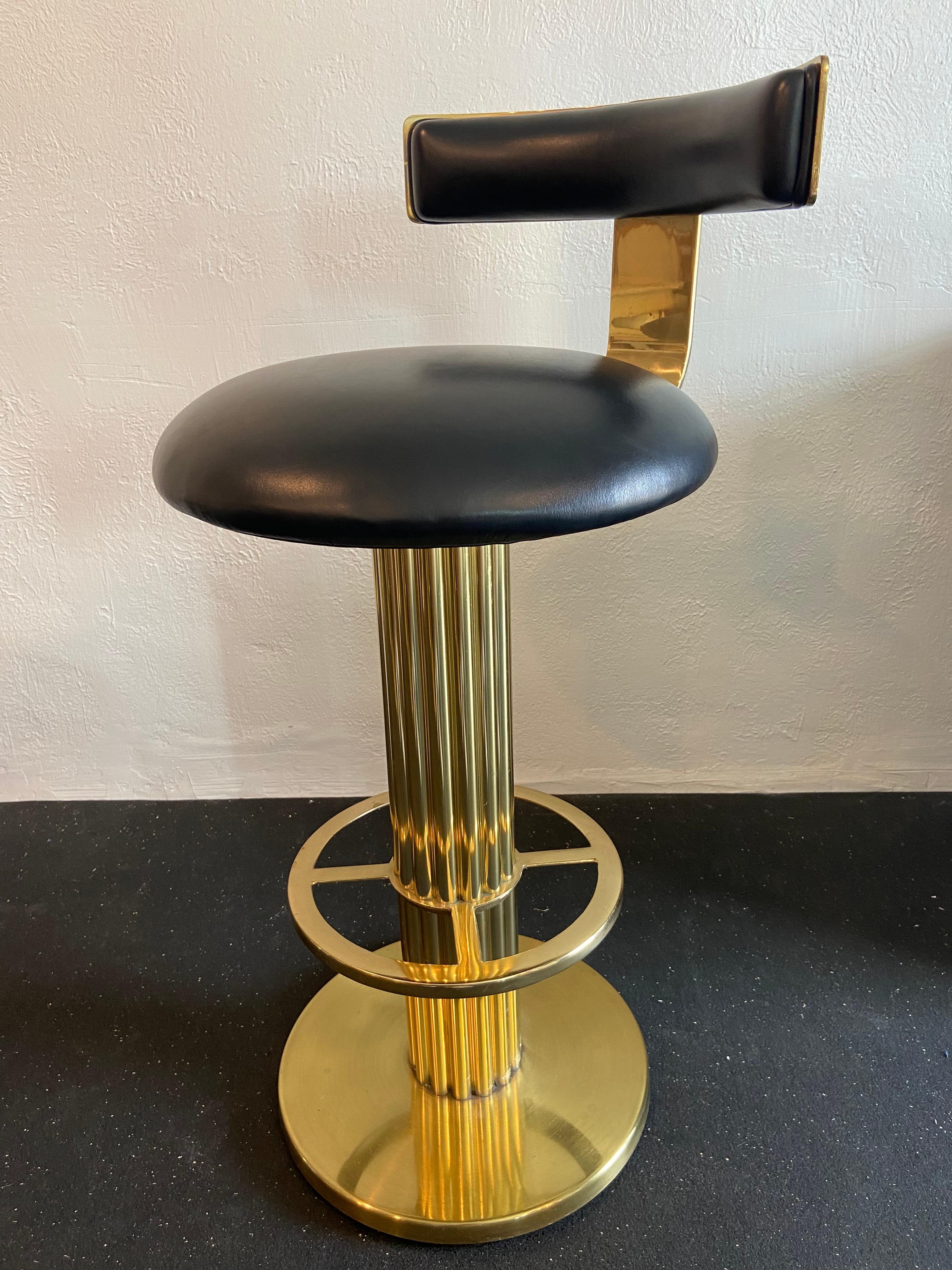 North American Design For Leisure Brass Swivel Barstools, Set of 4