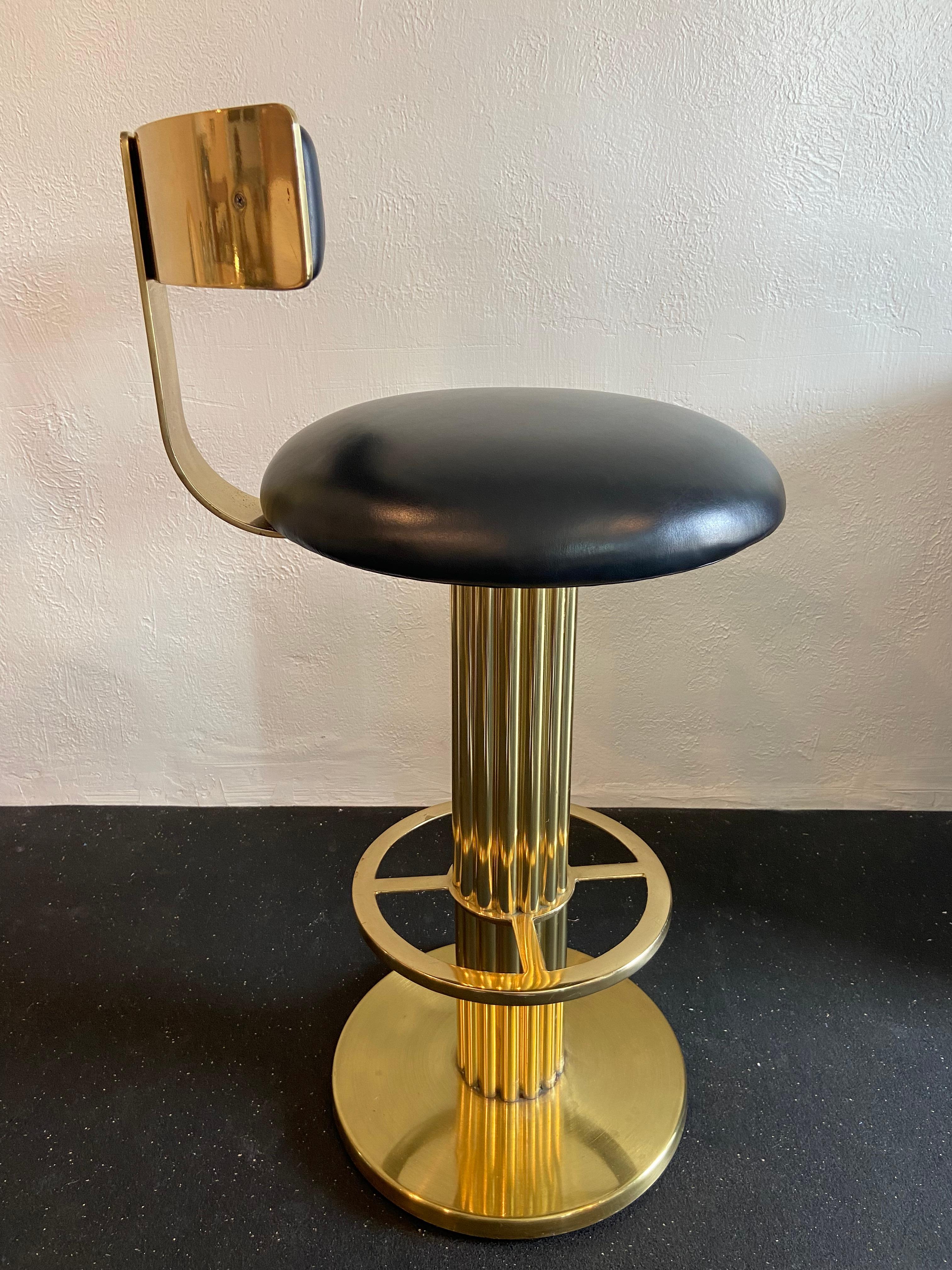 Design For Leisure Brass Swivel Barstools, Set of 4 In Good Condition In West Palm Beach, FL