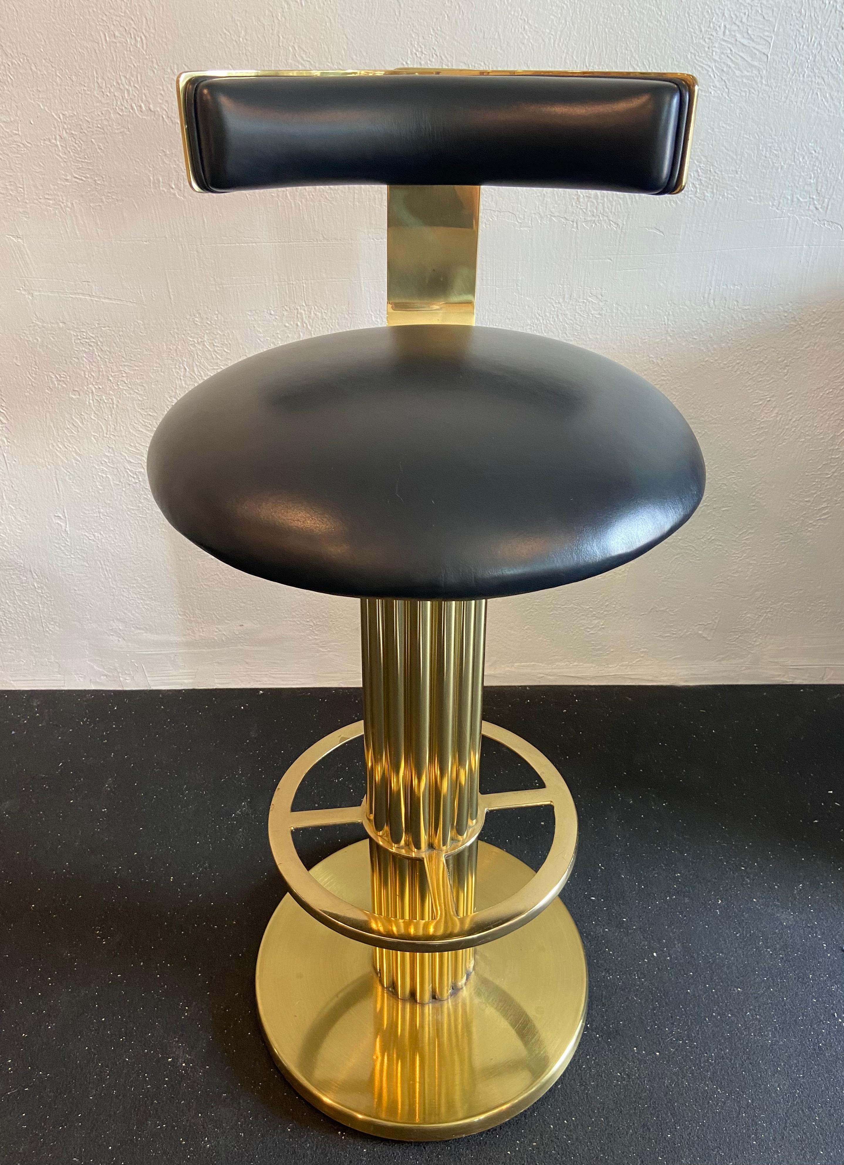Late 20th Century Design For Leisure Brass Swivel Barstools, Set of 4