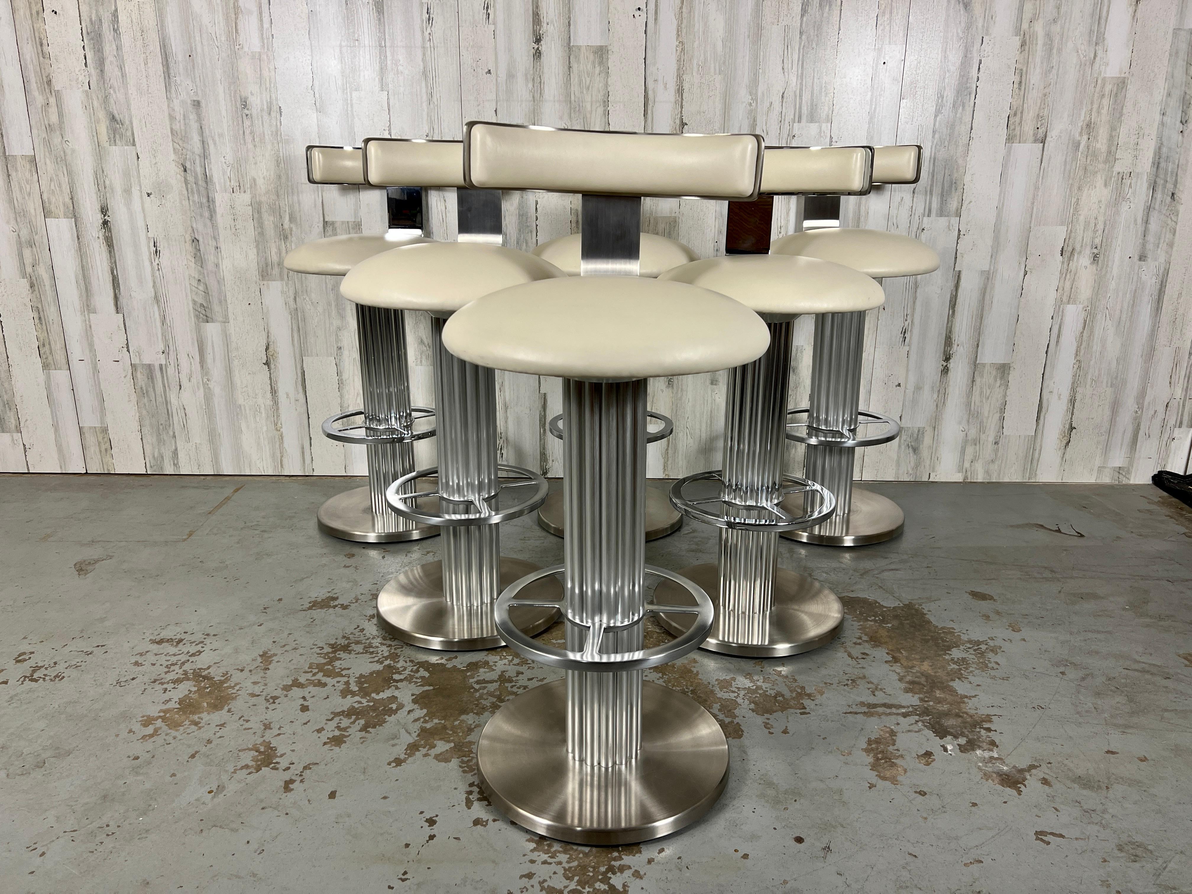 Design For Leisure Brushed Stainless Steel Bar Stools, Set of 6 8