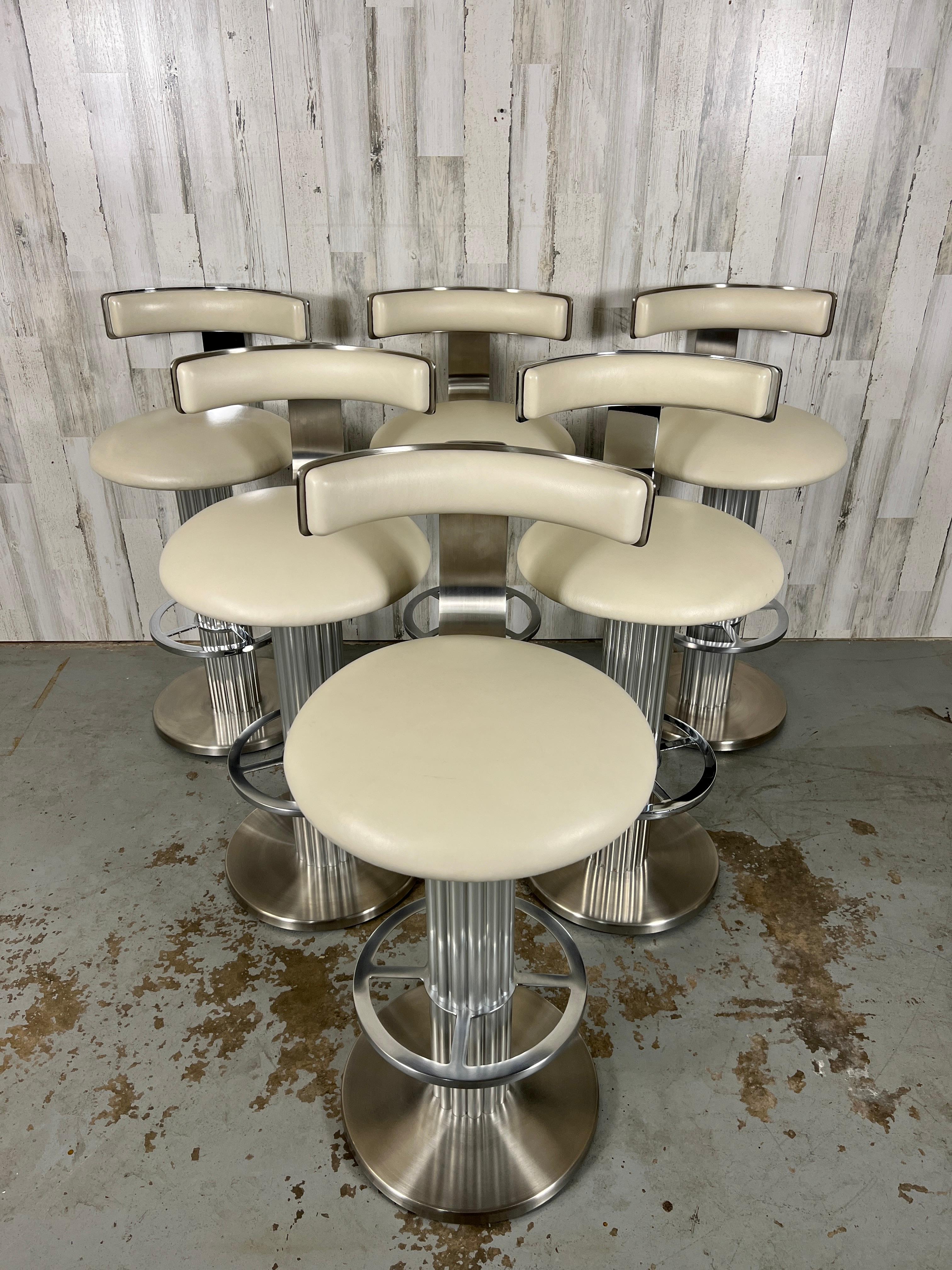 Design For Leisure Brushed Stainless Steel Bar Stools, Set of 6 9