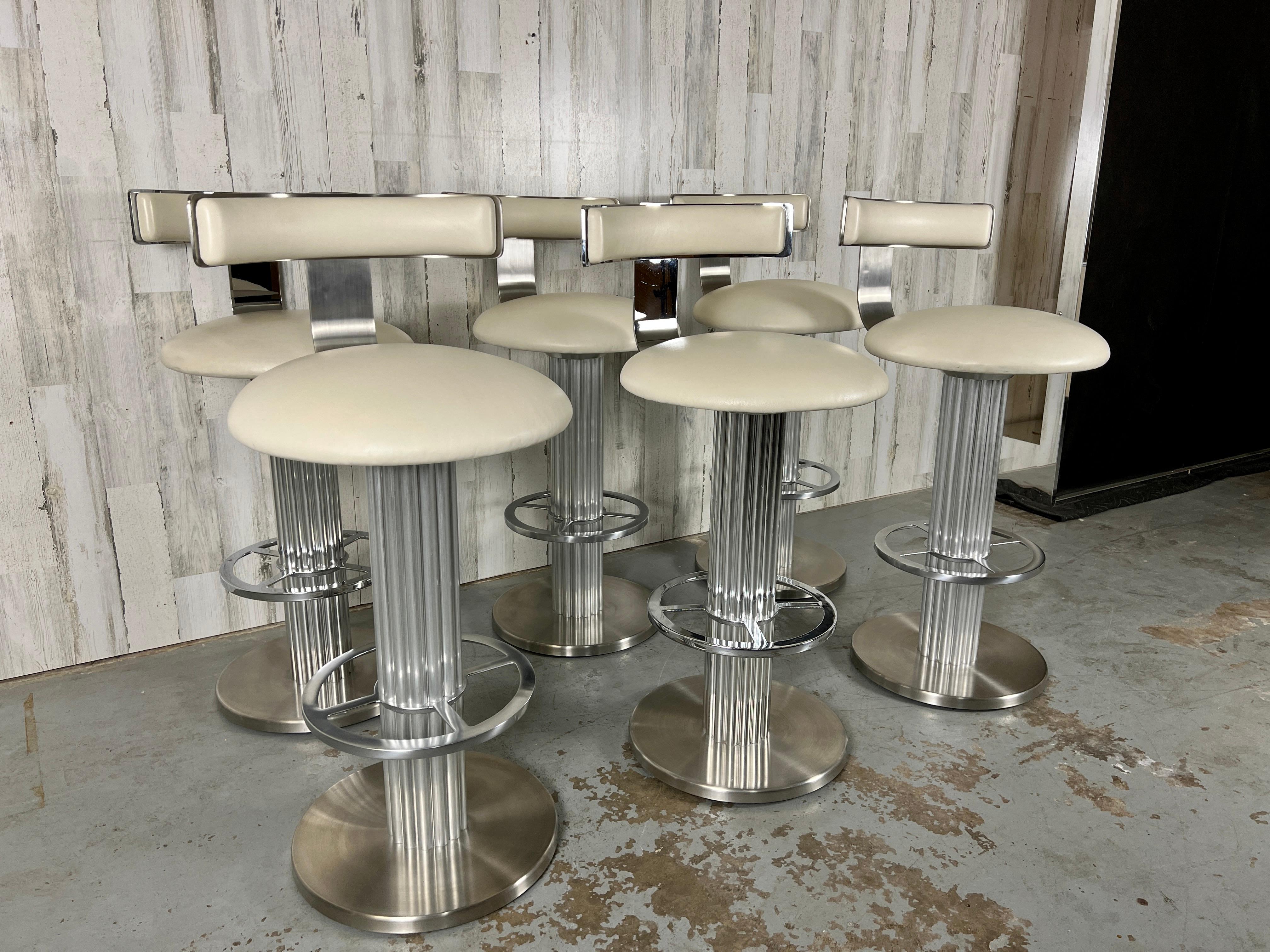Modern Design For Leisure Brushed Stainless Steel Bar Stools, Set of 6