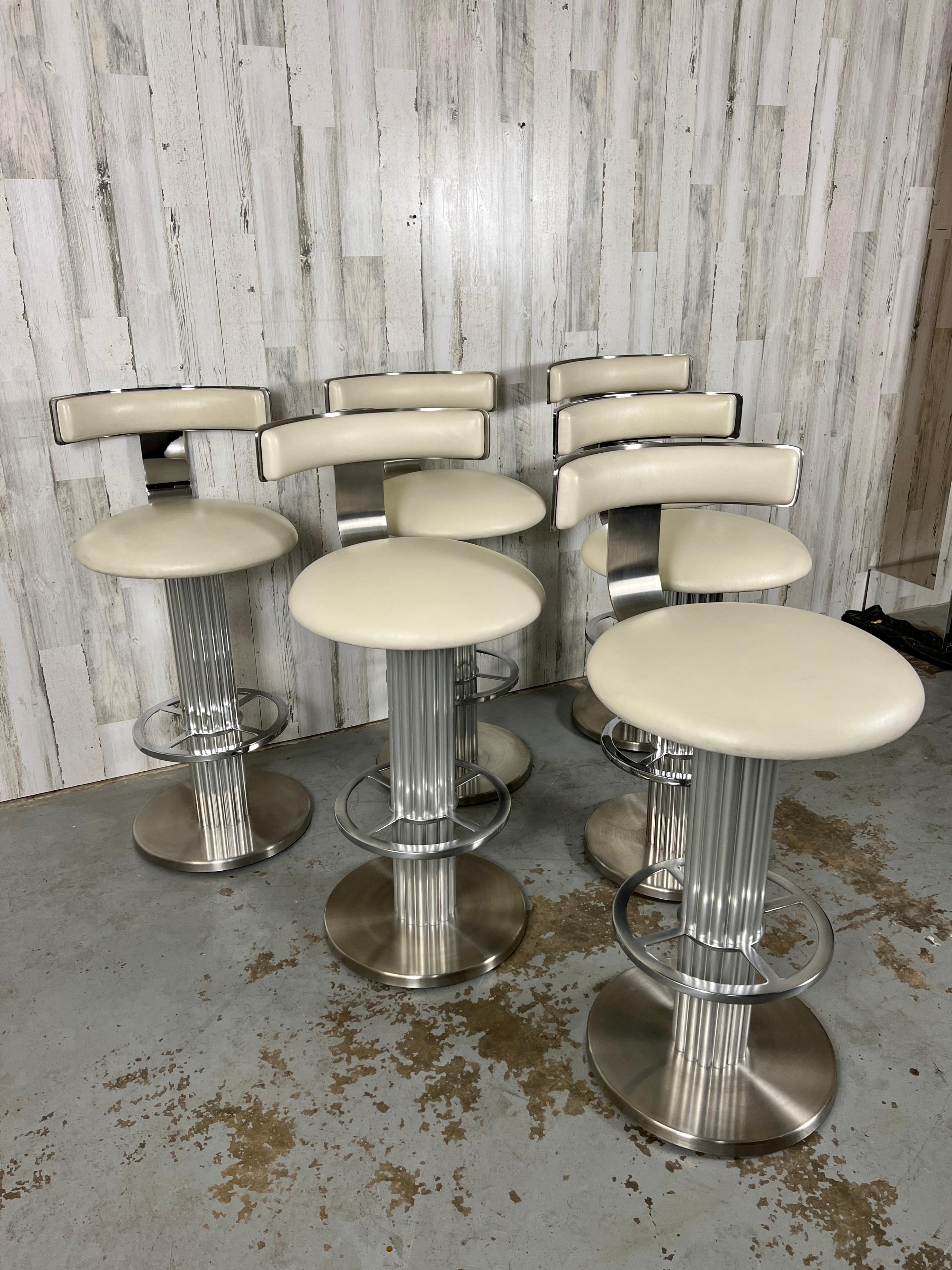 American Design For Leisure Brushed Stainless Steel Bar Stools, Set of 6