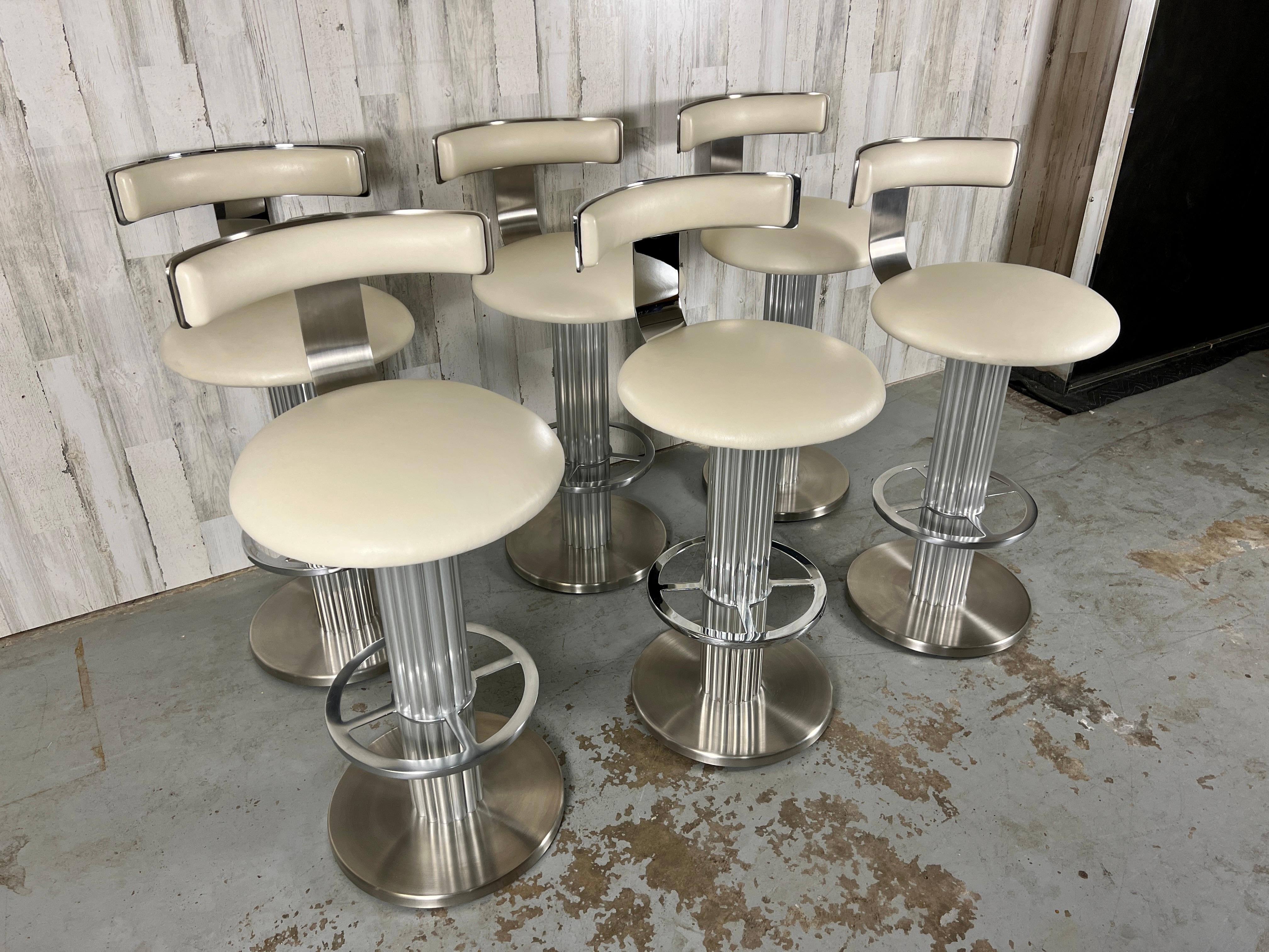 Design For Leisure Brushed Stainless Steel Bar Stools, Set of 6 1