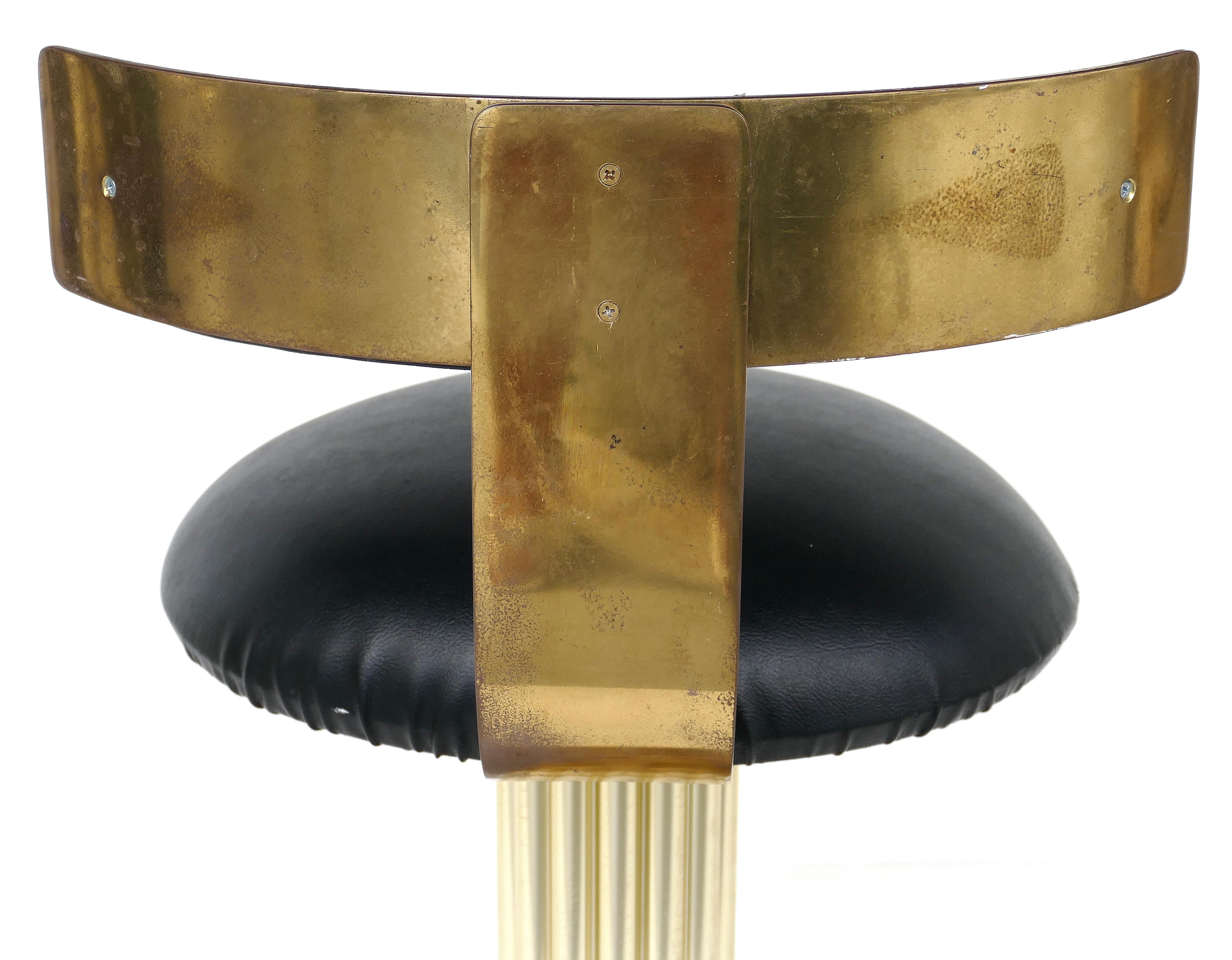 Design For Leisure Leather and Brass Counter Stools, Set of 3 1