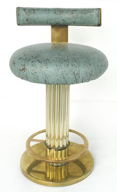 Design for Leisure Ltd. Brass Swivel Counter Stools with Leather Seats